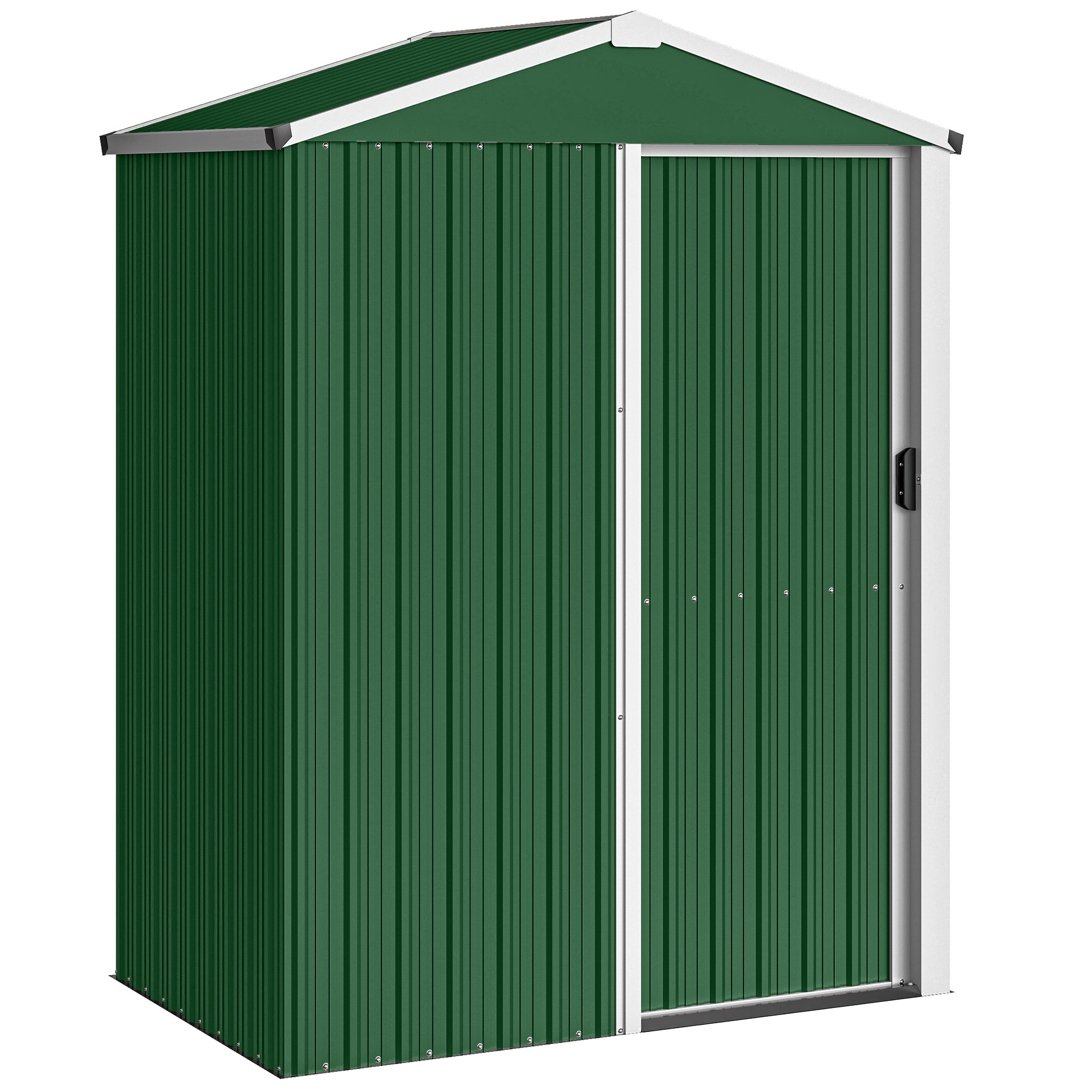 Outsunny Casetta da Giardino in Acciaio 1.1m² con Porta Scorrevole Bloccabile, 136x87x179 cm, Verde Aosom Italy