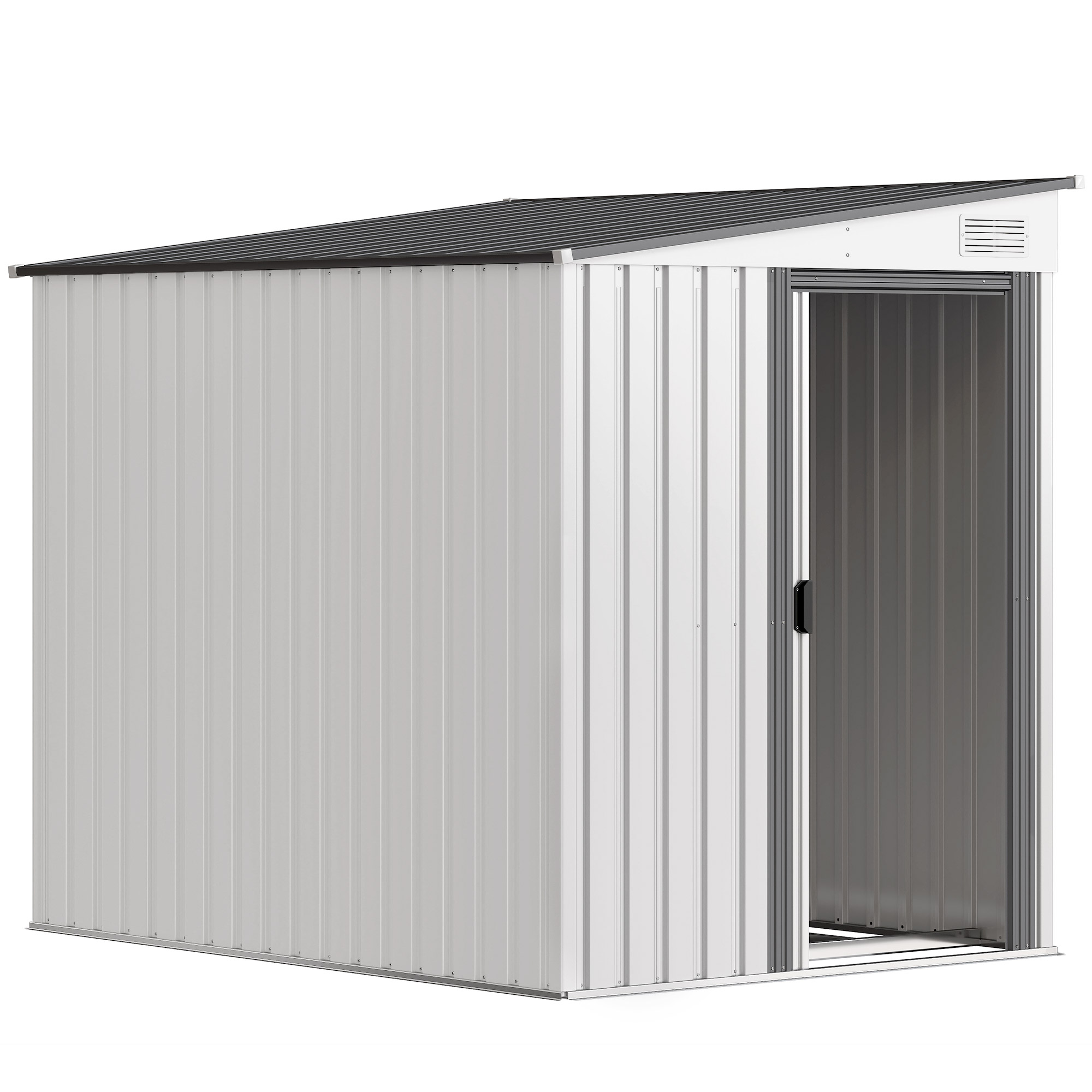Outsunny Casetta da Giardino in Acciaio con 2 Porte Scorrevoli, 4 Prese d'Aria, 213x130x185cm, Grigio Scuro Aosom