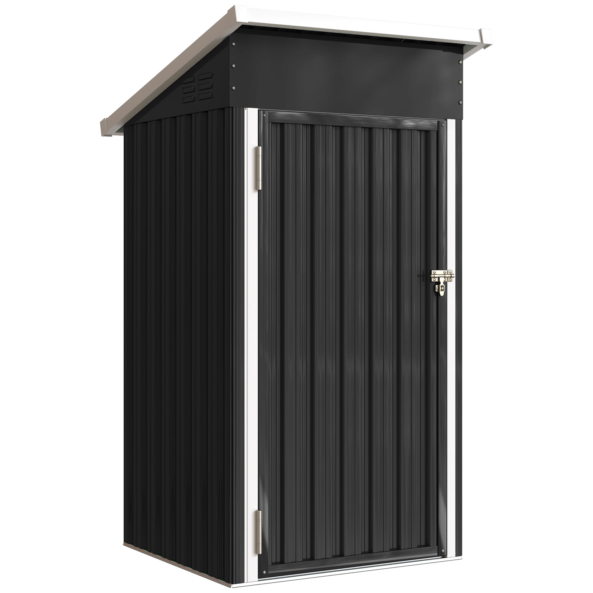 Outsunny Casetta da Giardino in Acciaio con Prese d'Aria e Porta Bloccabile, 107.5x91x185 cm, Grigio Scuro Aosom Italy