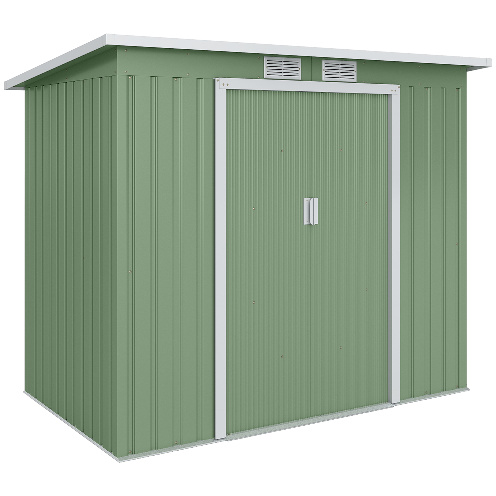 Outsunny Casetta da Giardino in Acciaio con Tetto Inclinato, Doppia Porta Scorrevole e Prese d'Aria, 213x130x173 cm, Verde Aosom Outsunny Casetta da Giardino in Acciaio con Tetto Inclinato, Doppia Porta Scorrevole e Prese d'Aria, 213x130x173 cm, Verde Aosom