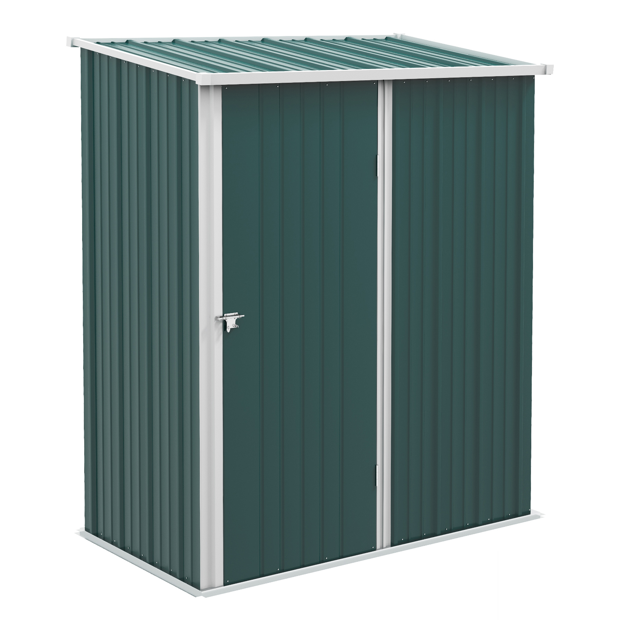 Outsunny Casetta da Giardino in Acciaio Porta Attrezzi con Catenaccio, 161.5x94.5x196cm, Verde Aosom Italy