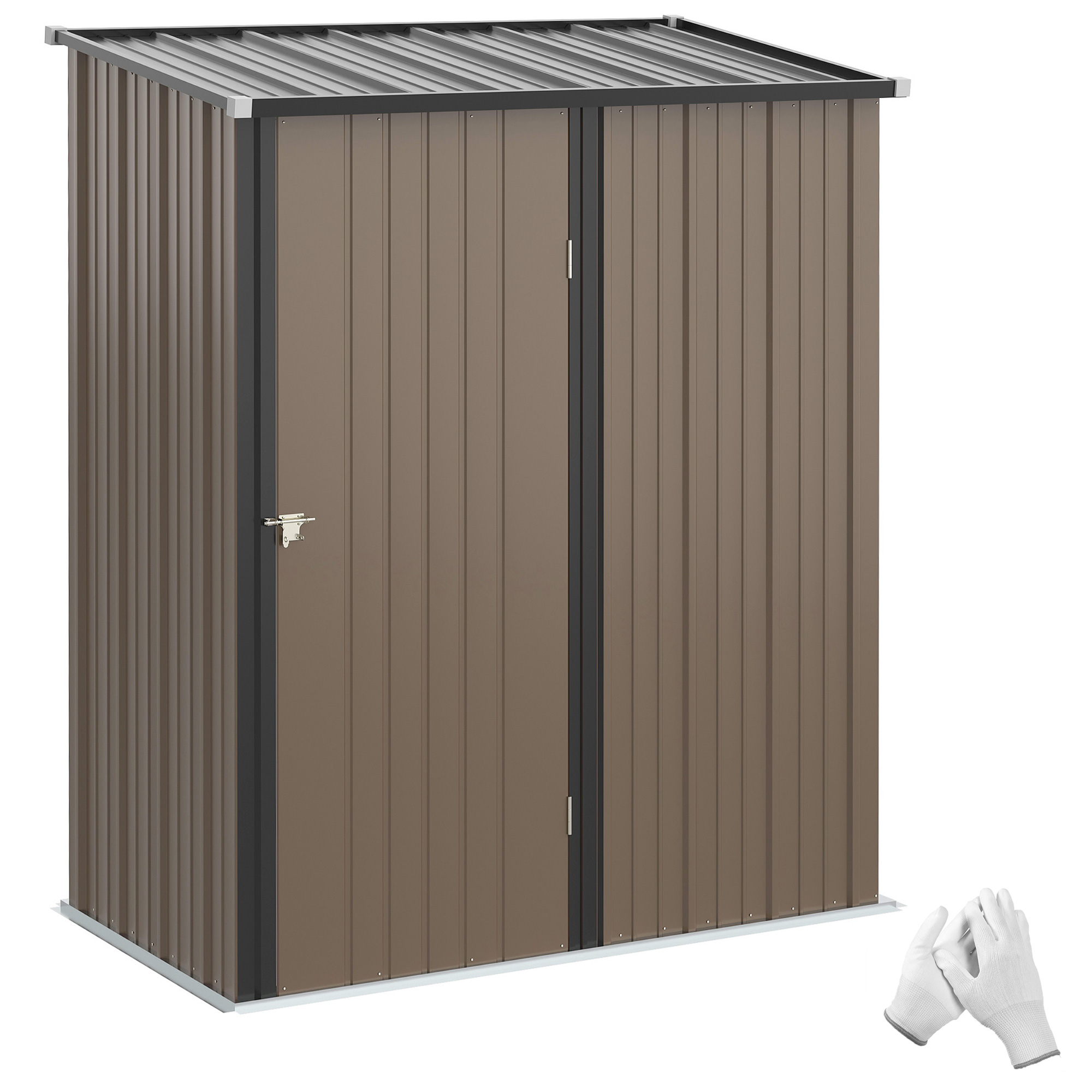 Outsunny Casetta da Giardino in Acciaio Porta Attrezzi con Catenaccio, 161.5x94.5x196cm, Marrone Outsunny Casetta da Giardino in Acciaio Porta Attrezzi con Catenaccio, 161.5x94.5x196cm, Marrone