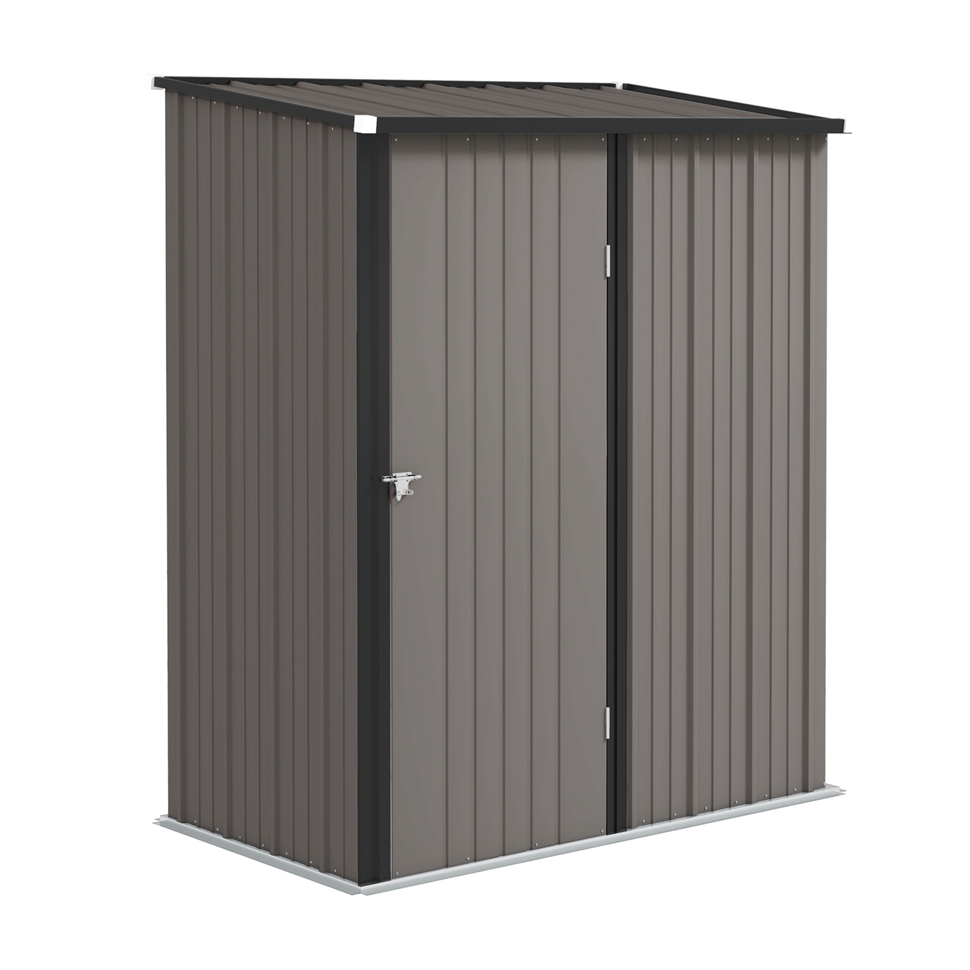 Outsunny Casetta da Giardino in Acciaio Porta Attrezzi con Catenaccio, 161.5x94.5x196cm, Grigio Chiaro Aosom Italy