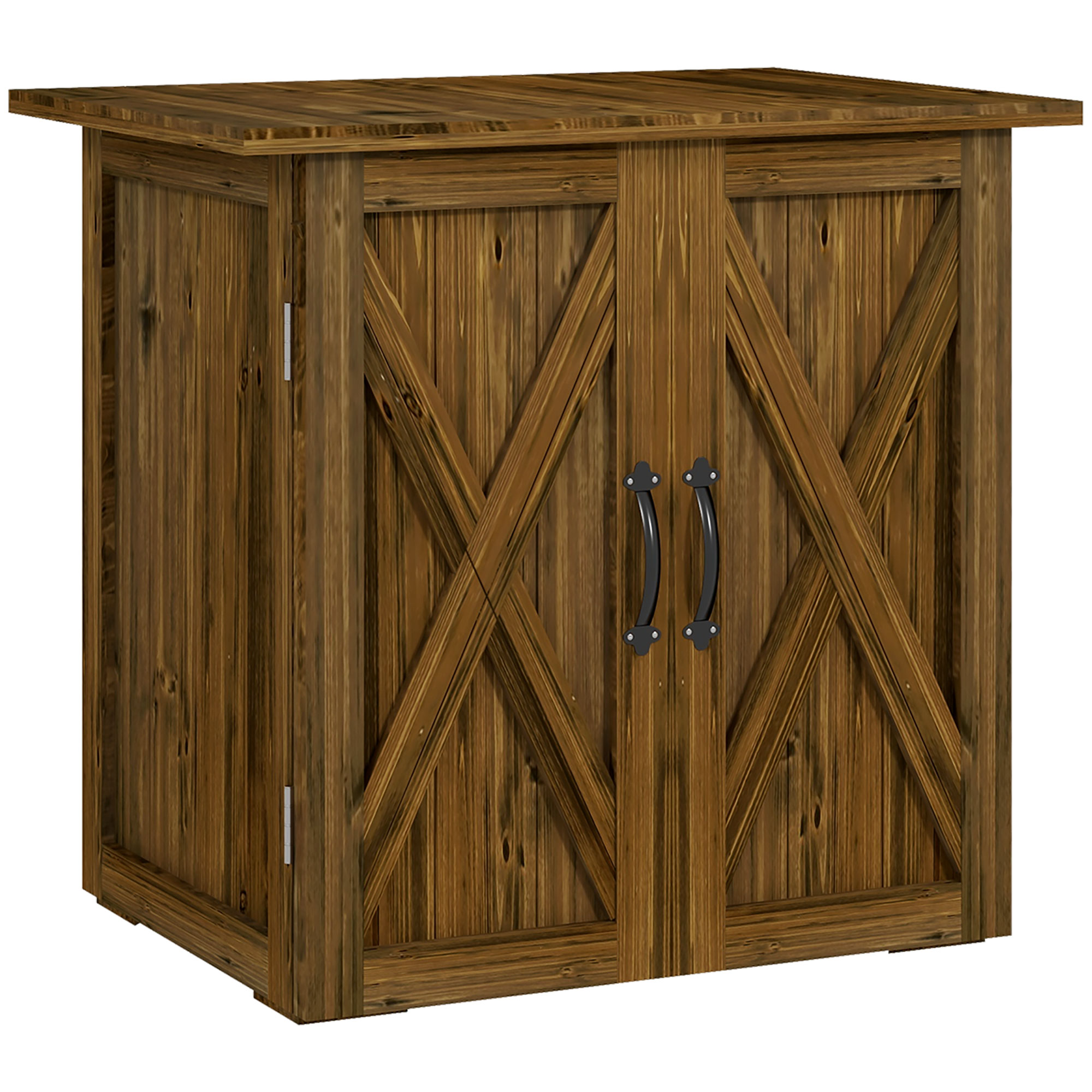 Outsunny Casetta da Giardino in Legno a 2 Ante con Maniglie in Stile Country, 77x55x72 cm, Marrone Outsunny Casetta da Giardino in Legno a 2 Ante con Maniglie in Stile Country, 77x55x72 cm, Marrone