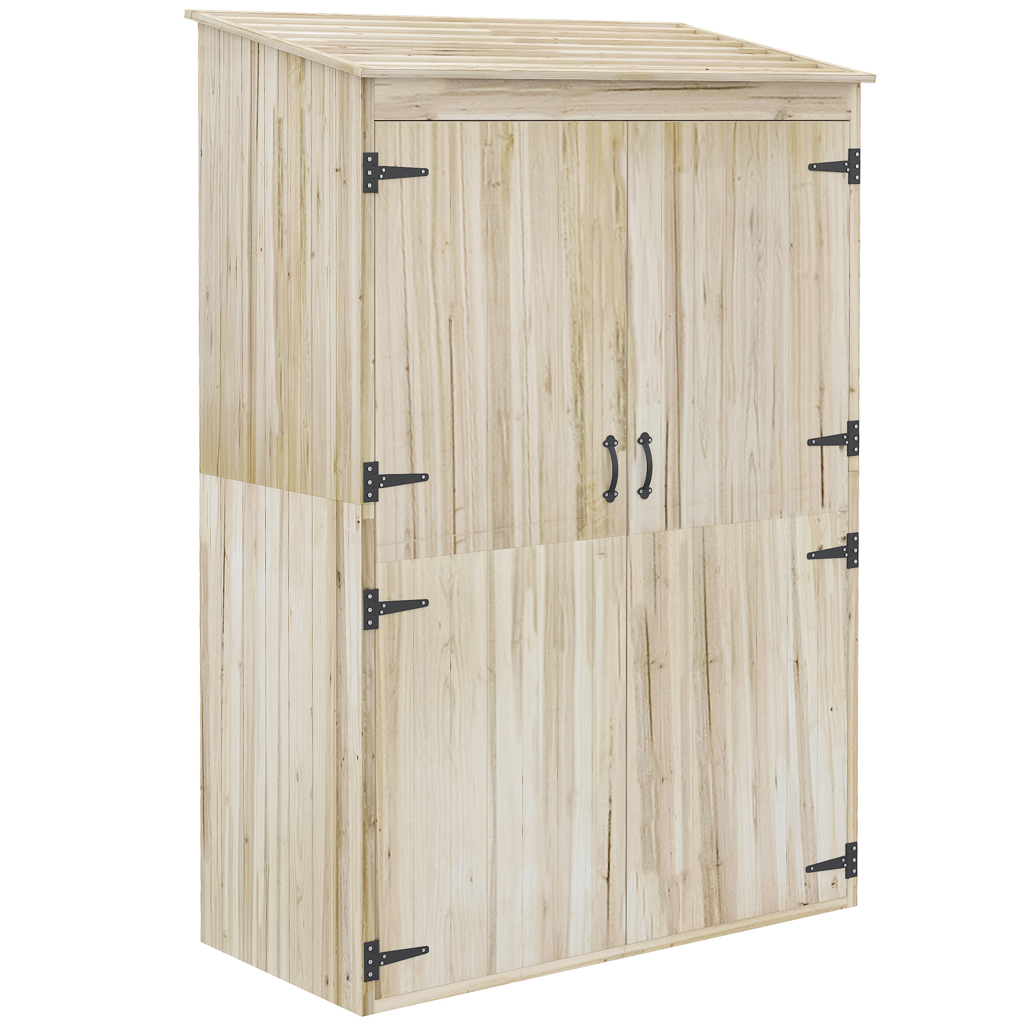 Outsunny Casetta da Giardino in Legno di Abete con 2 Porte e Ripiani, 120x57x183cm, Naturale Outsunny Casetta da Giardino in Legno di Abete con 2 Porte e Ripiani, 120x57x183cm, Naturale