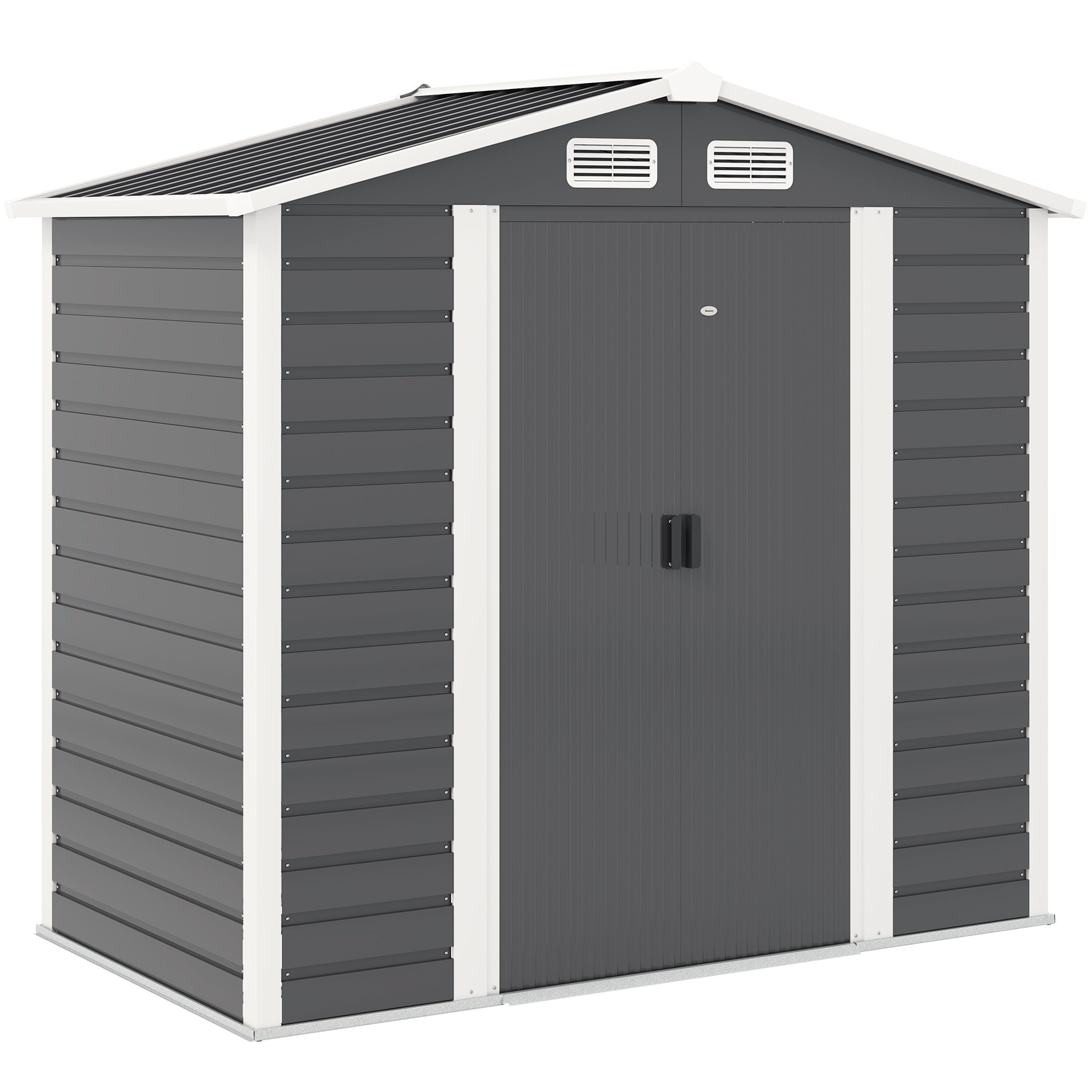 Outsunny Casetta da Giardino in Metallo con Porte Scorrevoli e Lucchetto con Chiavi, 2.1x1.2x1.9m, Grigio Scuro Outsunny Casetta da Giardino in Metallo con Porte Scorrevoli e Lucchetto con Chiavi, 2.1x1.2x1.9m, Grigio Scuro