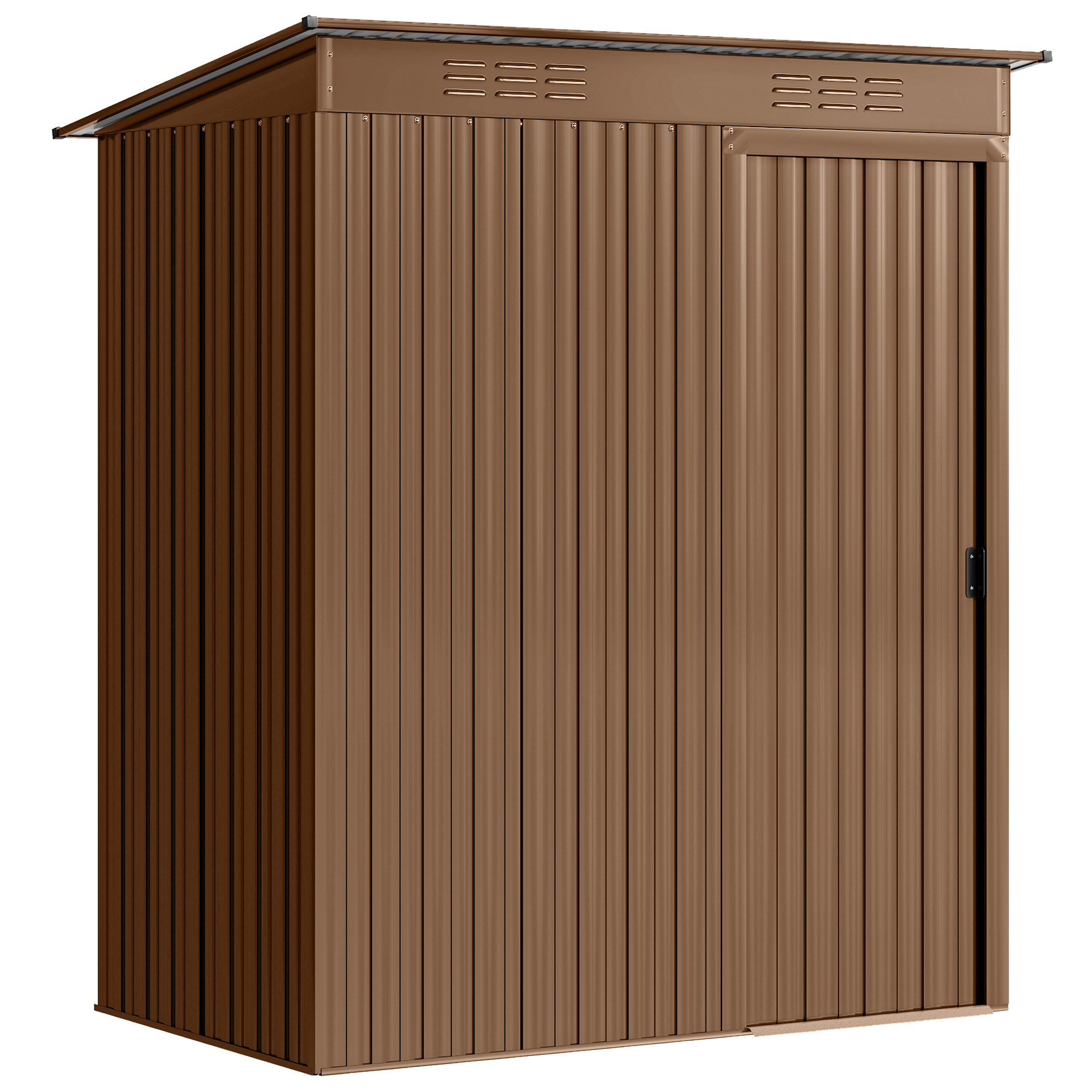 Outsunny Casetta da Giardino in Metallo con Prese d'Aria e Porta Scorrevole, 159x106x181 cm, Marrone Aosom Italy