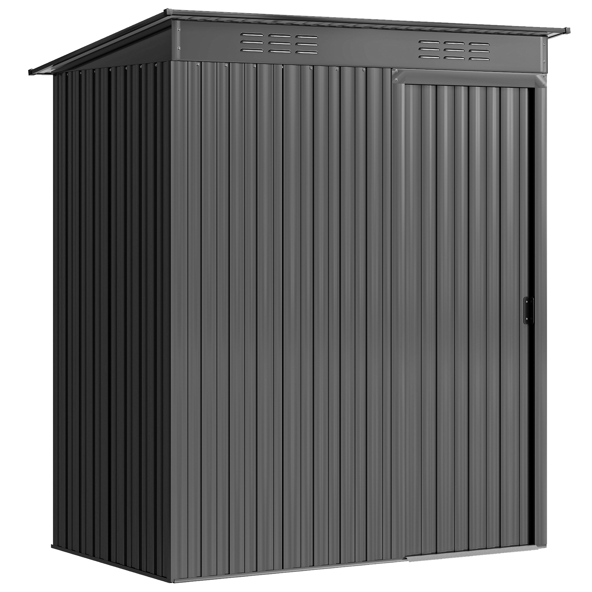 Outsunny Casetta da Giardino in Metallo con Prese d'Aria e Porta Scorrevole, 159x106x181 cm, Grigio Scuro Aosom Italy Outsunny Casetta da Giardino in Metallo con Prese d'Aria e Porta Scorrevole, 159x106x181 cm, Grigio Scuro Aosom Italy