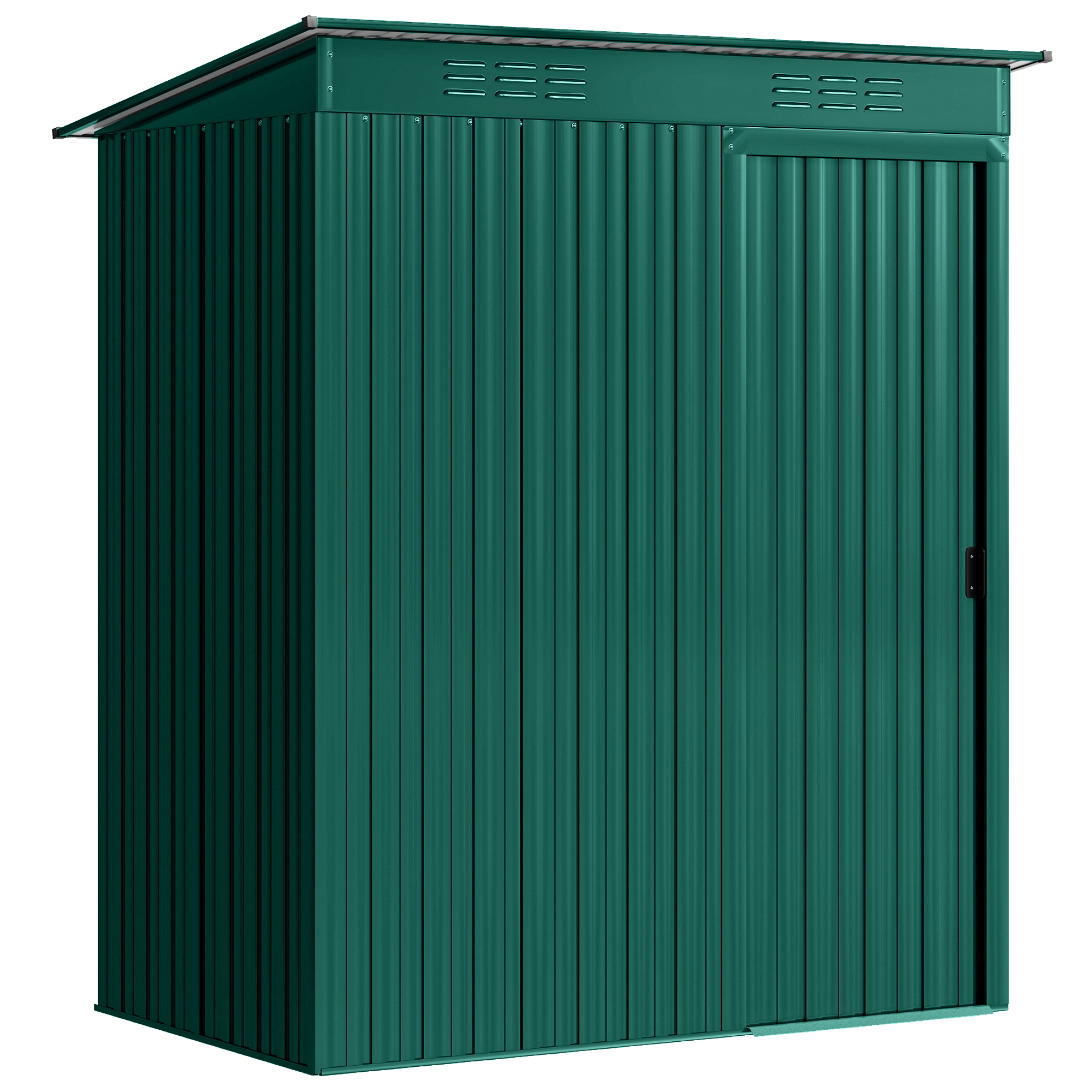 Outsunny Casetta da Giardino in Metallo con Prese d'Aria e Porta Scorrevole, 159x106x181 cm, Verde Aosom Italy