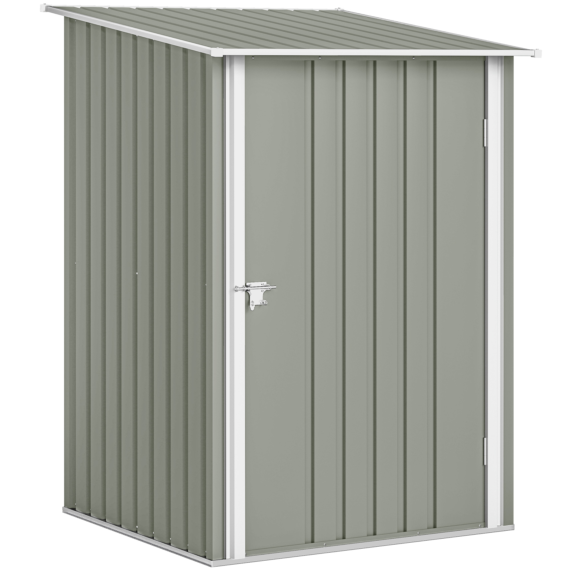 Outsunny Casetta da Giardino Porta Attrezzi in Acciaio Galvanizzato con Porta, 100x104x160 cm, Grigio Chiaro Aosom Italy