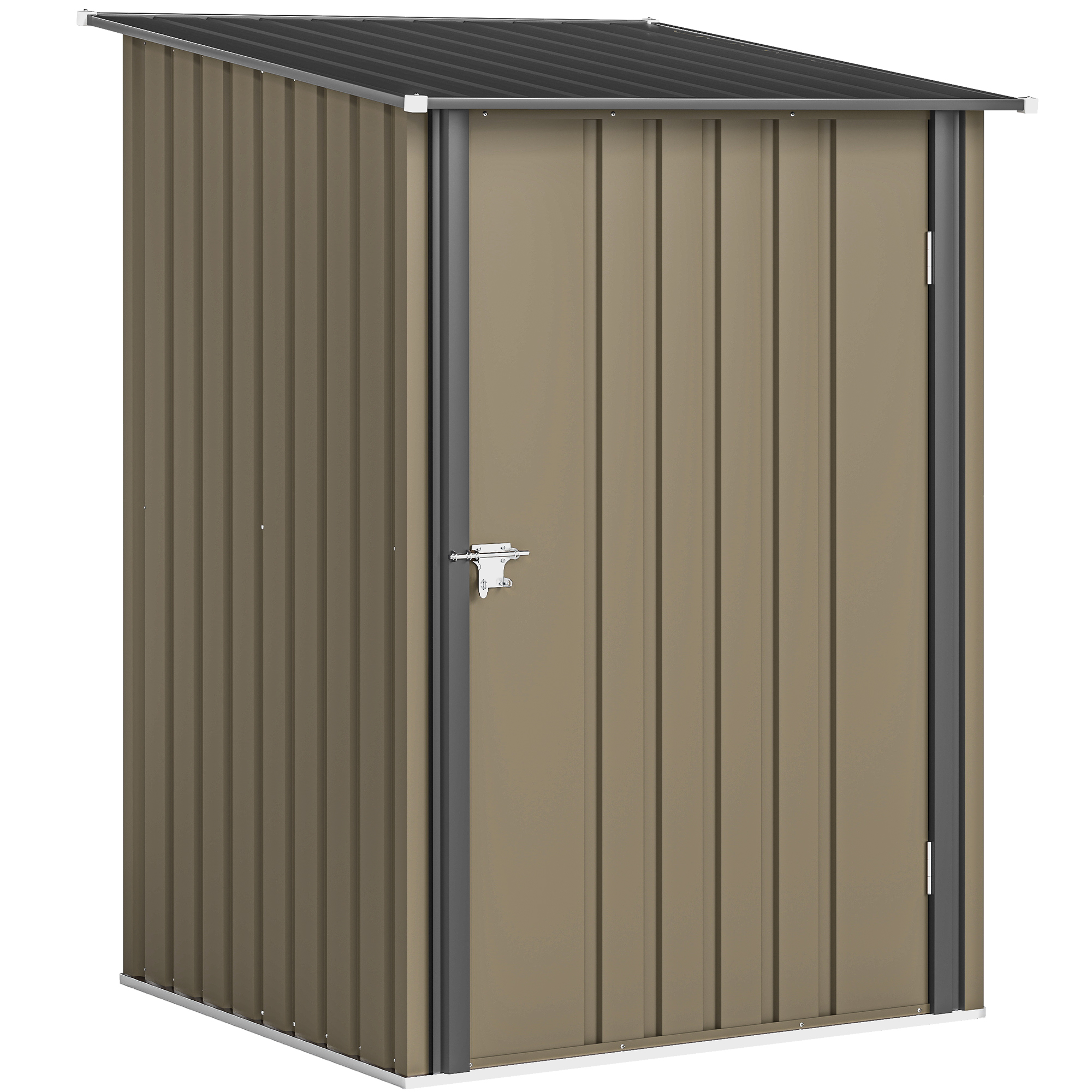 Outsunny Casetta da Giardino Porta Attrezzi in Acciaio Galvanizzato con Porta, 100x104x160 cm, Marrone e Grigio Scuro Aosom Italy