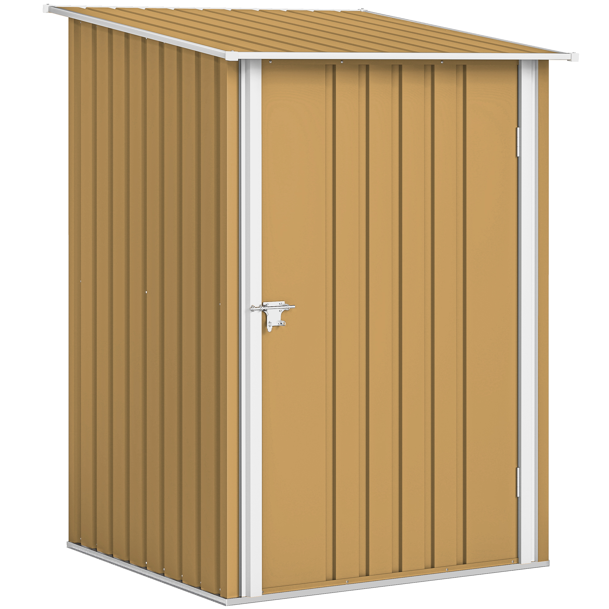 Outsunny Casetta da Giardino Porta Attrezzi in Acciaio Galvanizzato con Porta a Battente, 100x104x160 cm, Giallo Aosom Italy