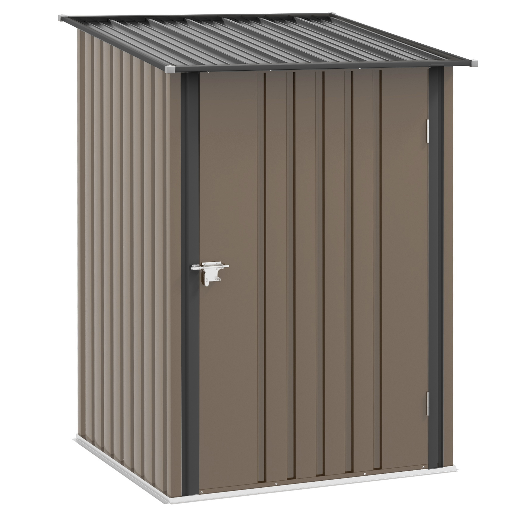 Outsunny Casetta da Giardino Porta Attrezzi in Acciaio Galvanizzato e Porta, 100x103x160cm, Marrone Aosom Italy