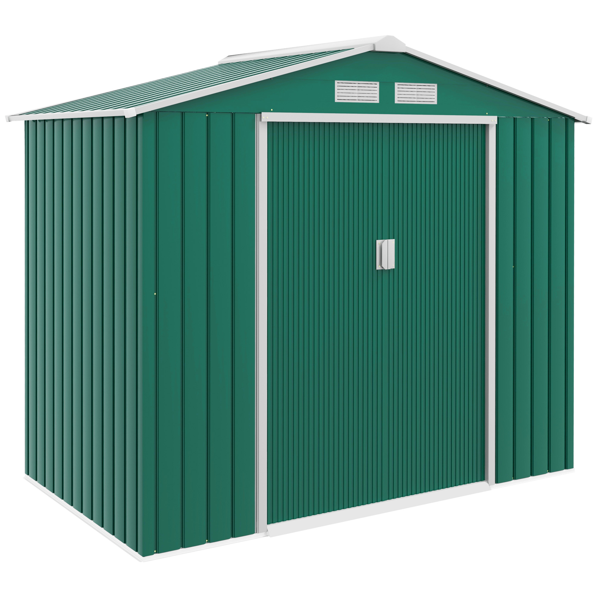 Outsunny Casetta da Giardino Porta Utensili in Lamiera con Porte Scorrevoli, 213x130x185cm, Verde Aosom Outsunny Casetta da Giardino Porta Utensili in Lamiera con Porte Scorrevoli, 213x130x185cm, Verde Aosom