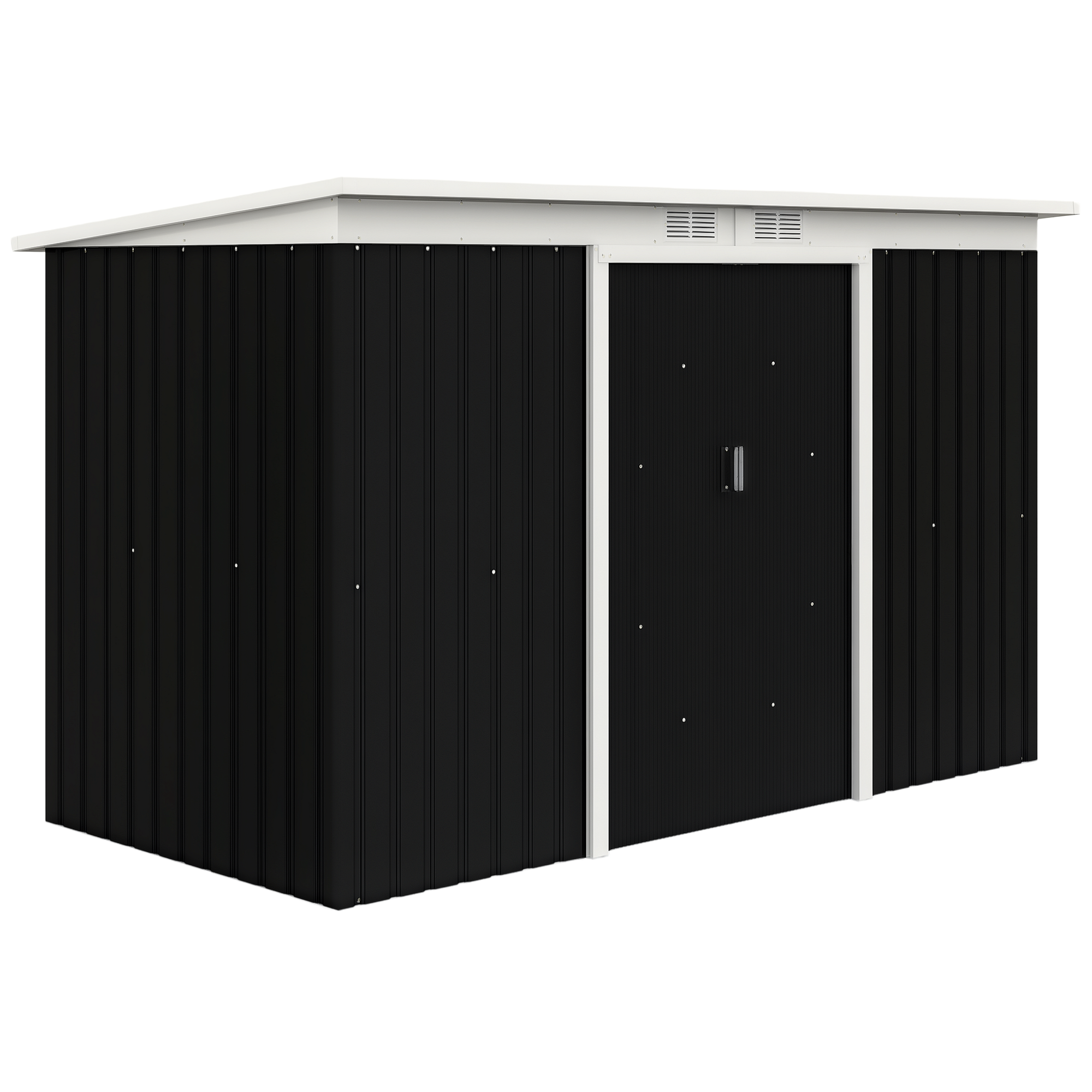 Outsunny Casetta da Giardino Porta Utensili in Lamiera di Acciaio con Porte Scorrevoli, 280x130x172cm, Grigio/Nero Aosom