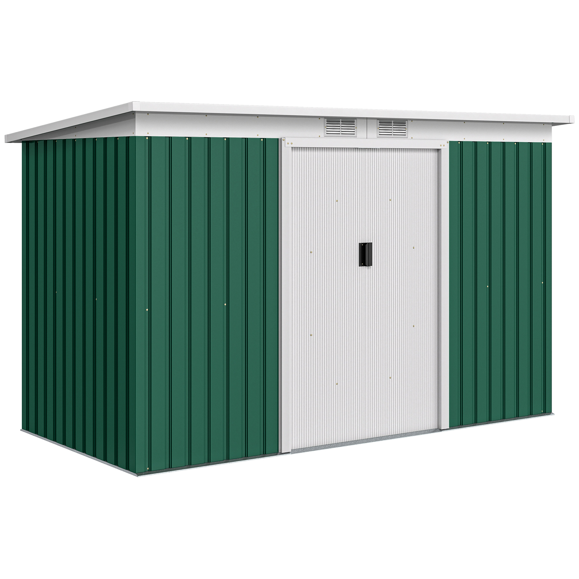 Outsunny Casetta da Giardino Porta Utensili in Lamiera di Acciaio con Porte Scorrevoli, 280x130x172cm, Verde Scuro Aosom