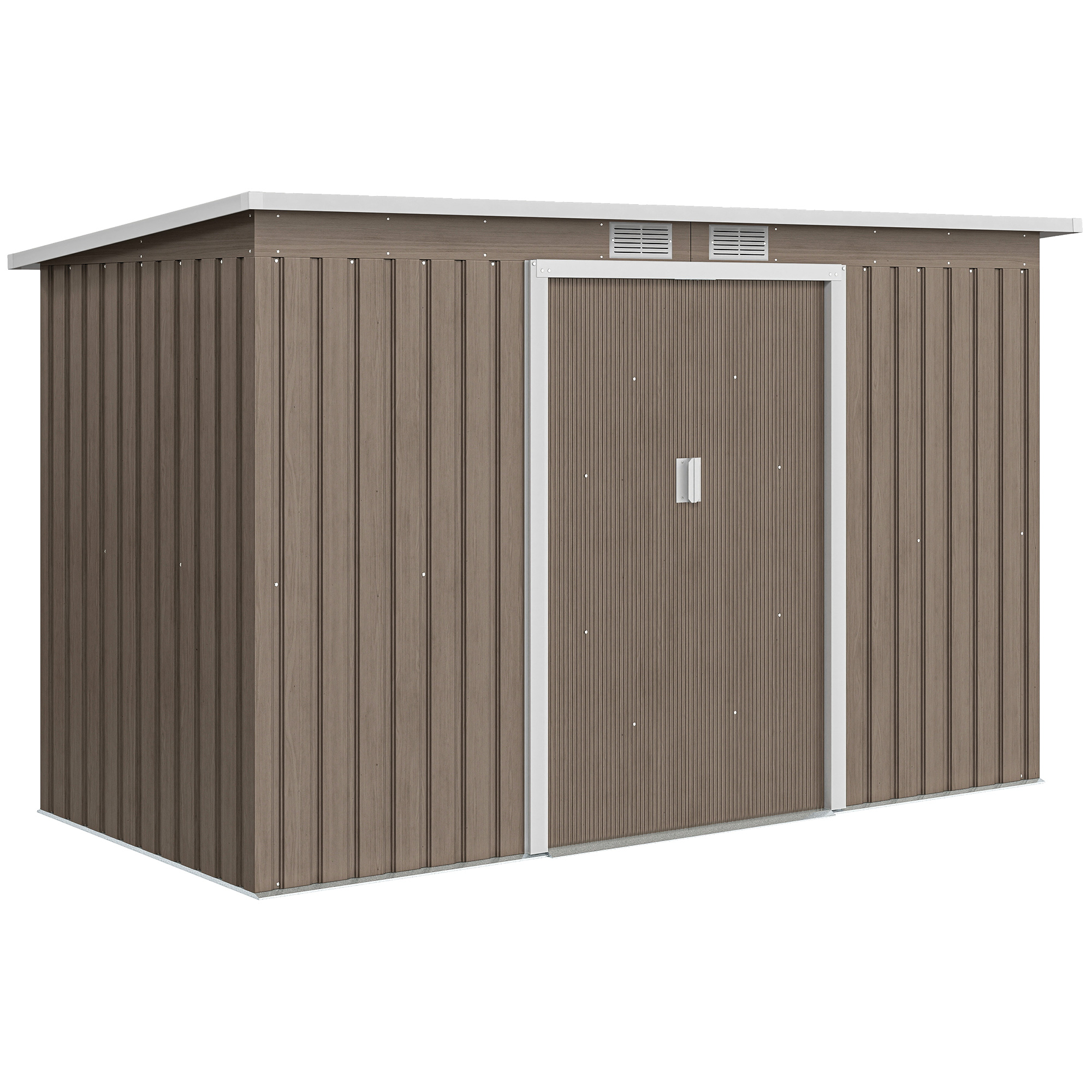 Outsunny Casetta da Giardinocon 2 Prese d'Aria e 2 Porte Scorrevoli, Capanno Attrezzi in Acciaio, 280x130x172 cm, Marrone Legno Aosom Italy Outsunny Casetta da Giardinocon 2 Prese d'Aria e 2 Porte Scorrevoli, Capanno Attrezzi in Acciaio, 280x130x172 cm, Marrone Legno Aosom Italy