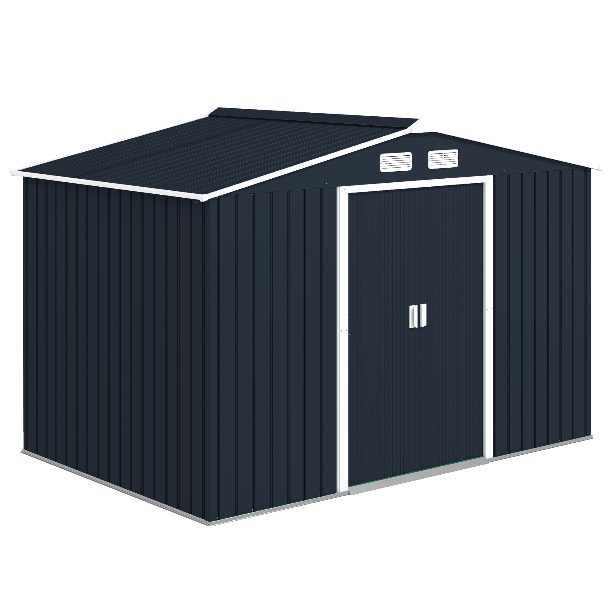 Outsunny Casetta in Acciaio con 2 Porte Scorrevoli e Kit per Base, Casetta da Giardino 277x195x192cm, Capanno Porta Attrezzi, Grigio Aosom Italy