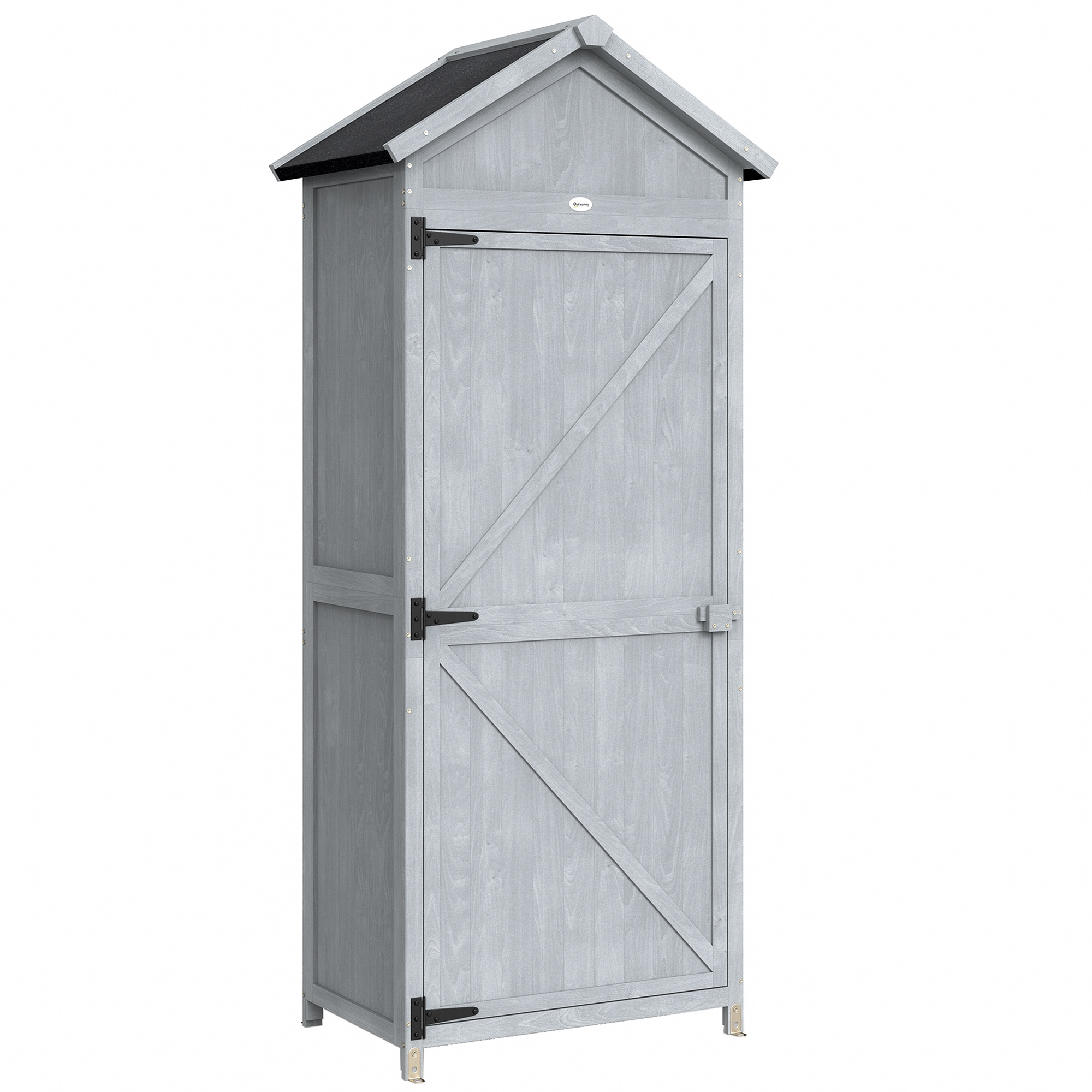 Outsunny Casetta In Legno, 77x52.5x178cm, Armadio con Banco Lavoro Ribaltabile Aosom Italy