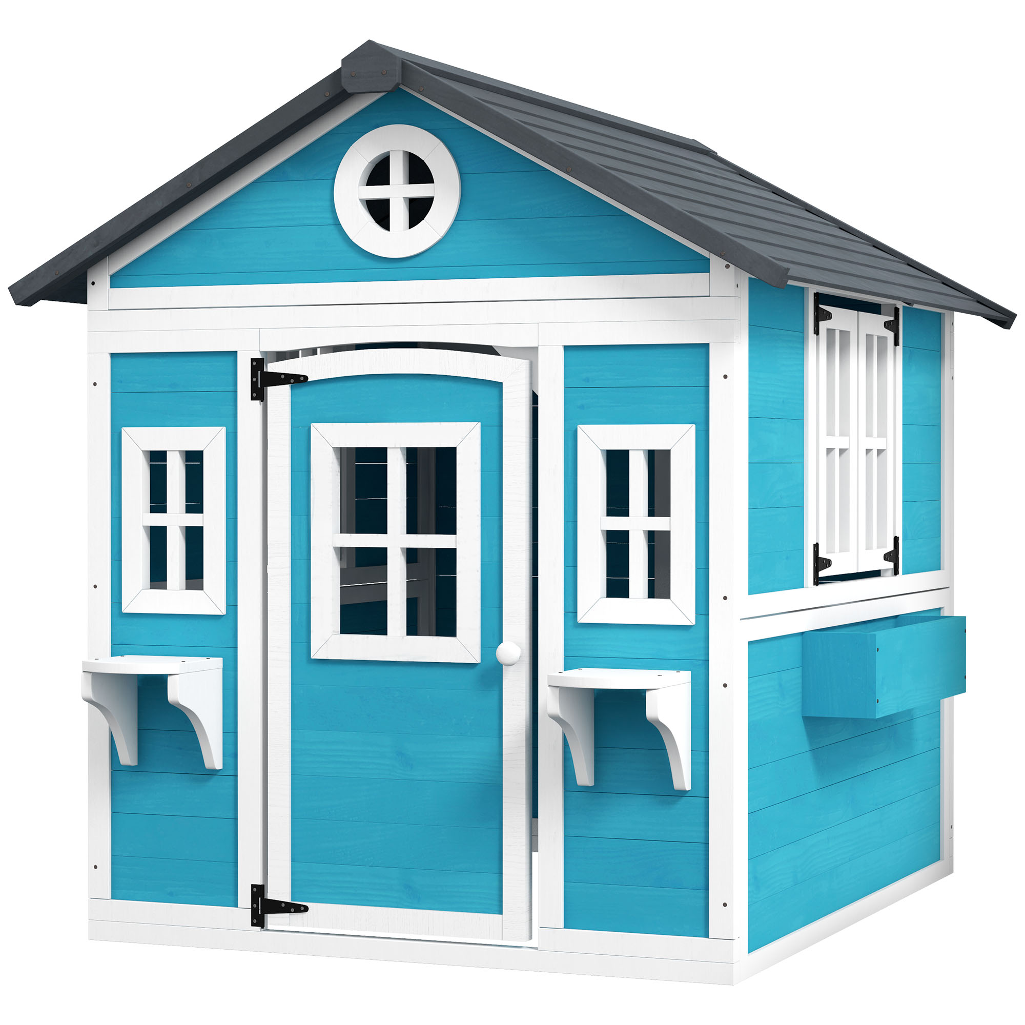 Outsunny Casetta per Bambini 3-8 Anni con Tetto Inclinabile, Vasi e Fioriere, in Legno di Abete, 114x126.4x135 cm Aosom Italy