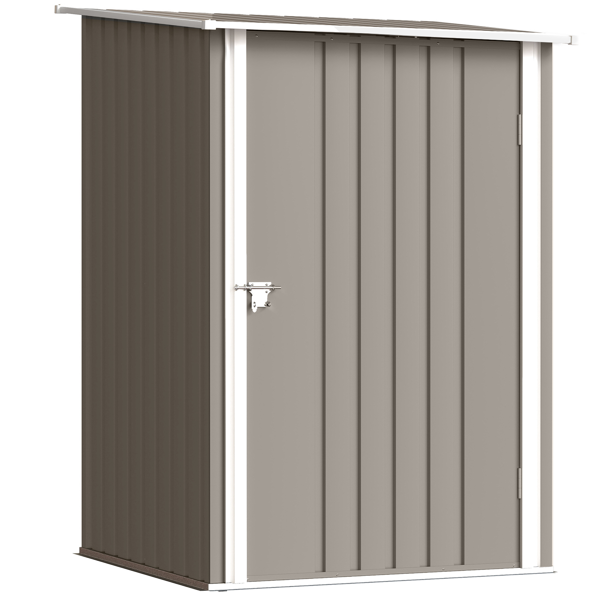 Outsunny Casetta Porta Attrezzi 0.92m² in Acciaio Zincato con Tetto Inclinato e Serratura, 100x103x160 cm, Marrone Outsunny Casetta Porta Attrezzi 0.92m² in Acciaio Zincato con Tetto Inclinato e Serratura, 100x103x160 cm, Marrone