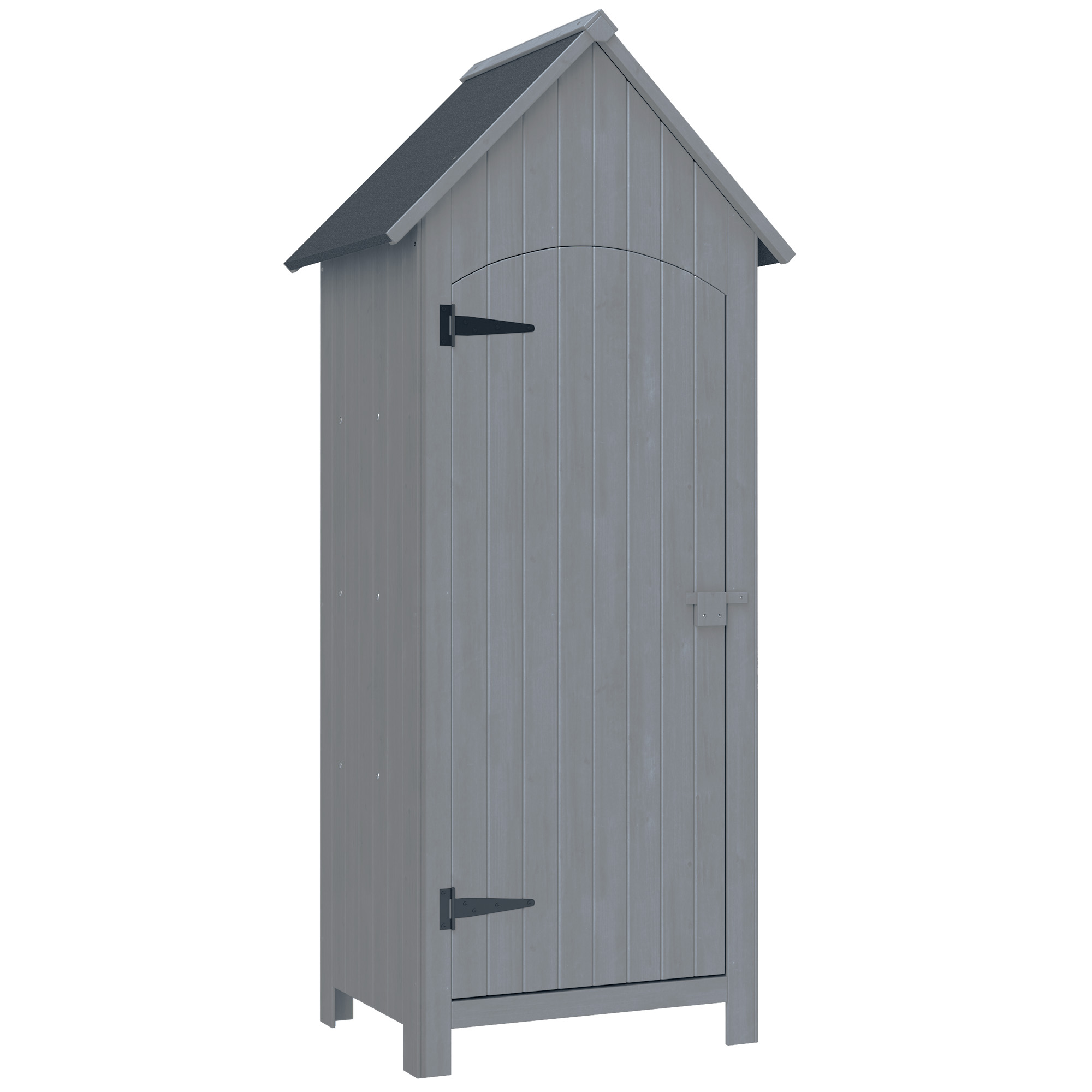 Outsunny Casetta Porta Attrezzi in Legno a 3 Mensole con Tetto Impermeabile in Bitume, 77.5x54.2x179.5 cm, Grigio Aosom Italy Outsunny Casetta Porta Attrezzi in Legno a 3 Mensole con Tetto Impermeabile in Bitume, 77.5x54.2x179.5 cm, Grigio Aosom Italy