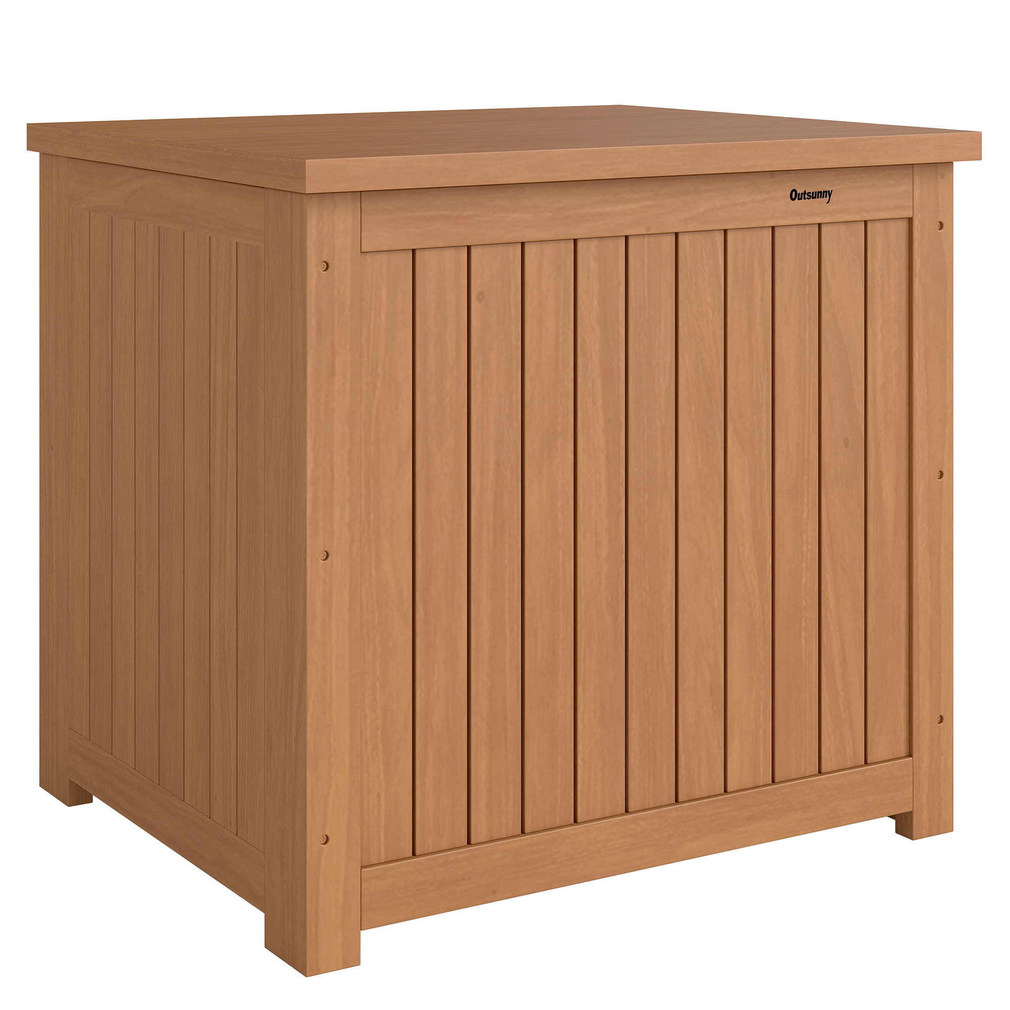 Outsunny Cassapanca da Esterno 130L con Coperchio Cerniere e Cinghia, in Legno, 63x51x58.5 cm, Marrone Aosom Italy