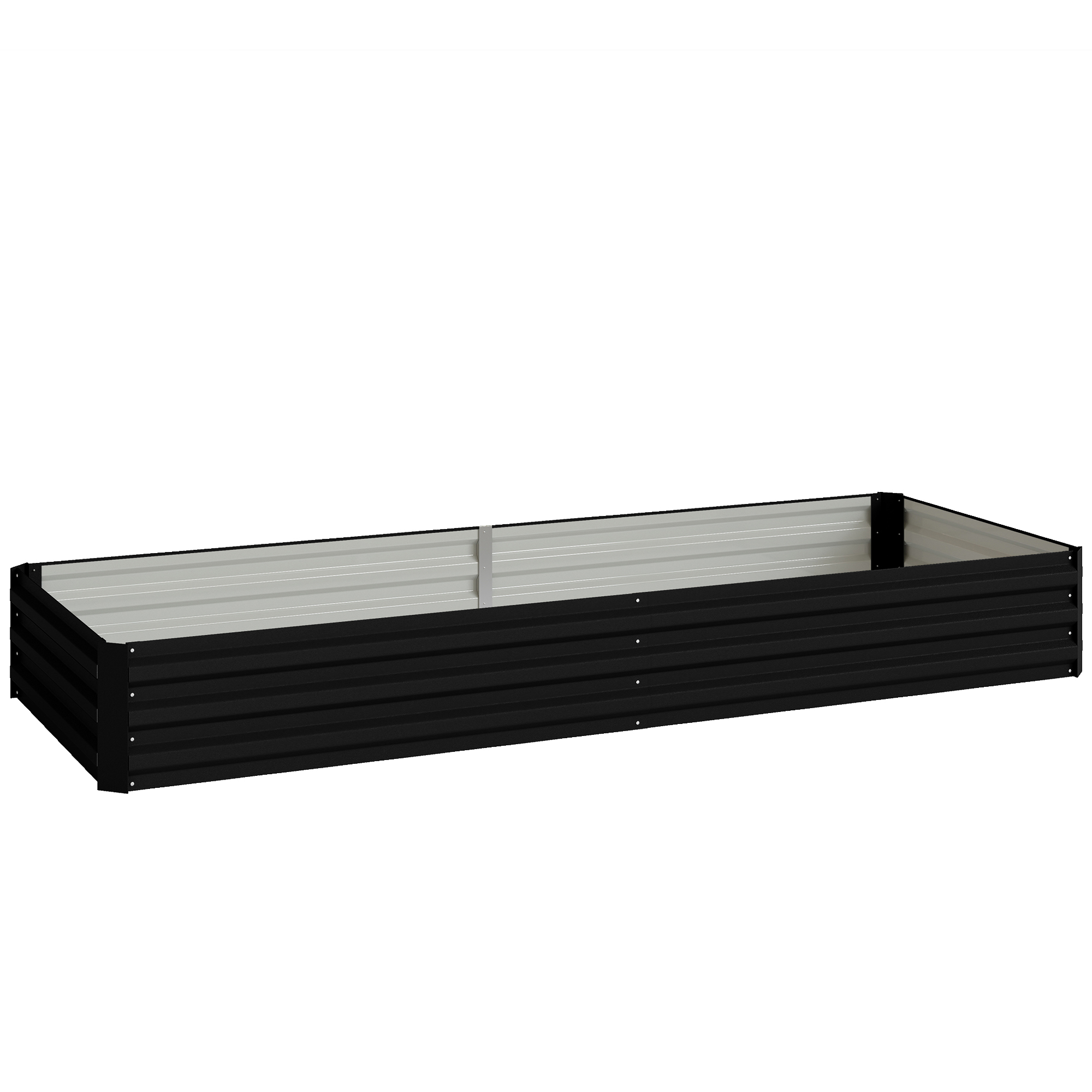 Outsunny Cassettone orto da giardino rettangolare fioriera da esterno 241 x 90,5 x 30 cm lamiera d'acciaio ondulata nero Aosom Italy