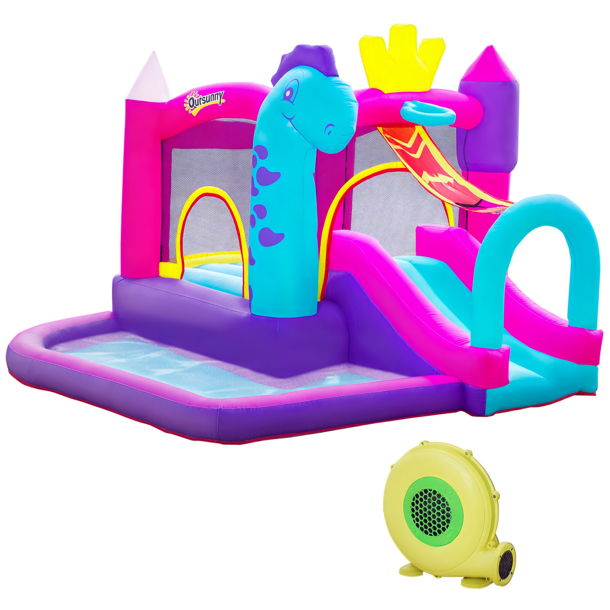 Outsunny Castello Gonfiabile per Bambini 3-8 Anni con Scivolo, Piscina e Trampolino, 3x2.7x2m Aosom Italy