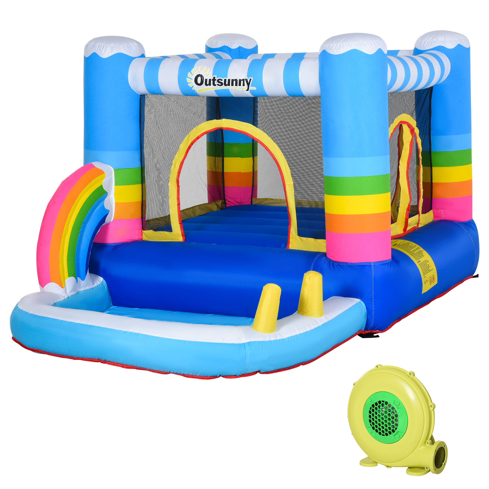 Outsunny Castello Gonfiabile per Bambini con Trampolino e Piscina, Pompa Elettrica Inclusa 280x170x155cm, Multicolore Aosom Outsunny Castello Gonfiabile per Bambini con Trampolino e Piscina, Pompa Elettrica Inclusa 280x170x155cm, Multicolore Aosom