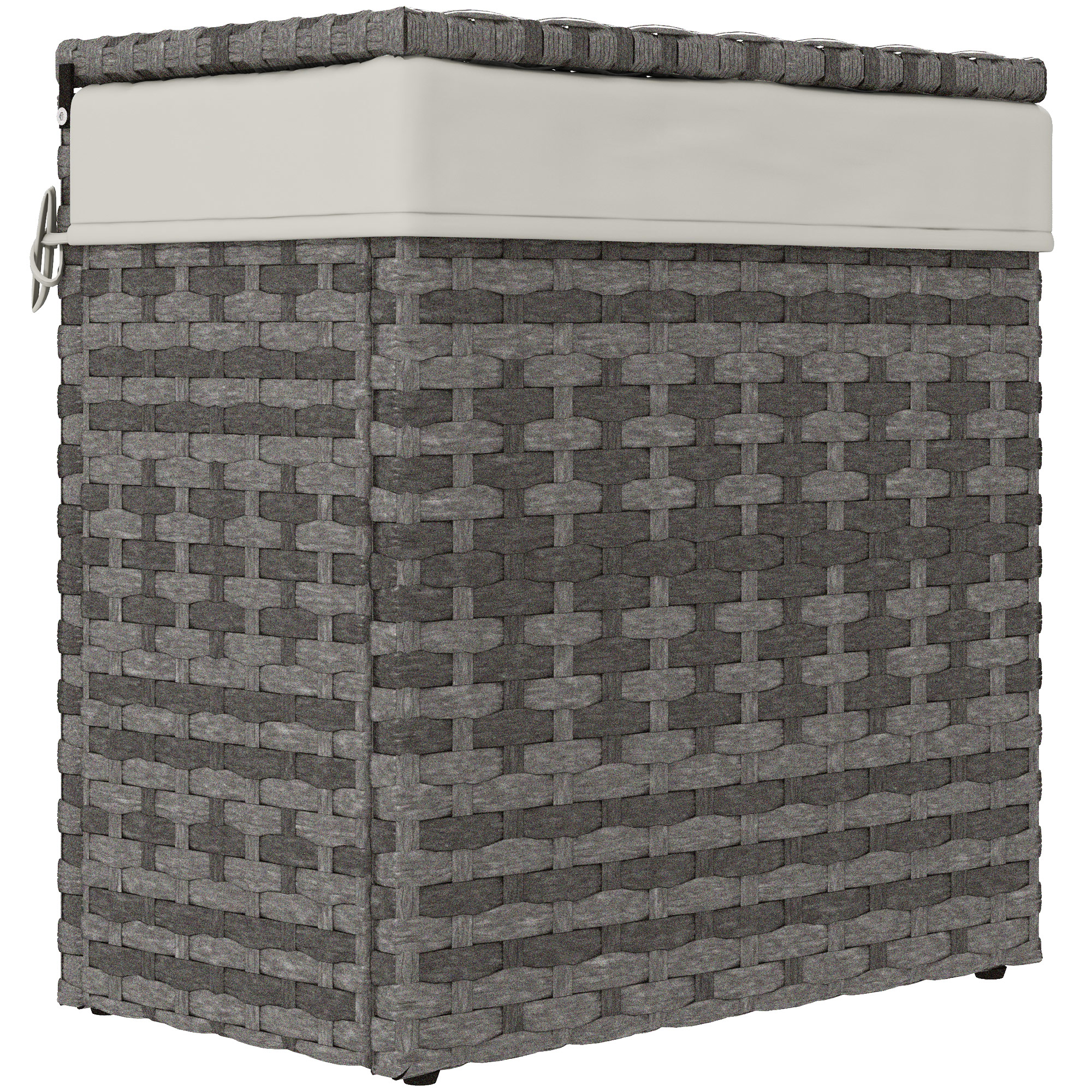 Outsunny Cesta Contenitore da Giardino e Casa in Rattan con Tessuto Interno, 57x34x62cm, Grigio Aosom