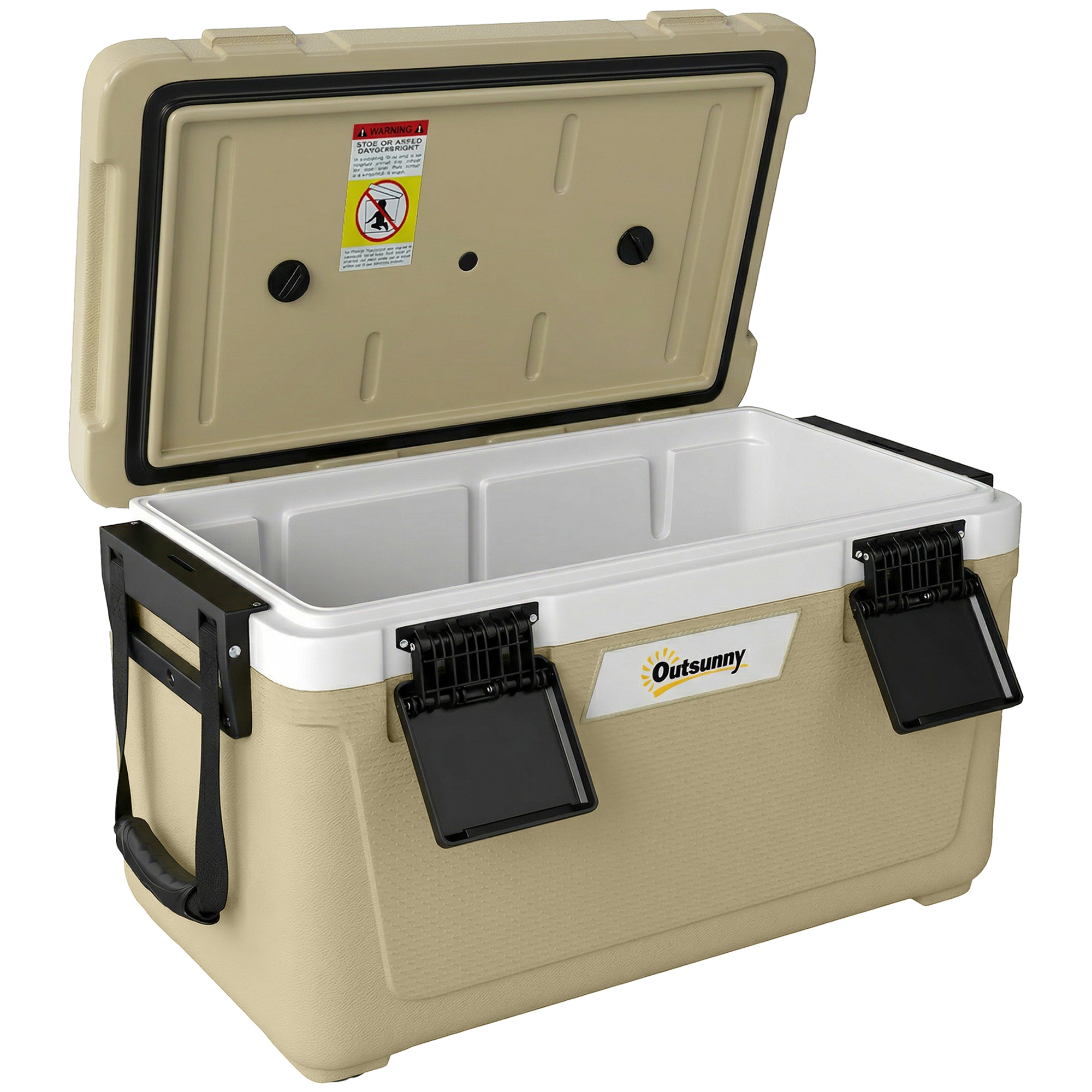 Outsunny Cooler Box 42.6L Isolata, Portatile con Maniglia, Colore Cachi Aosom Italy
