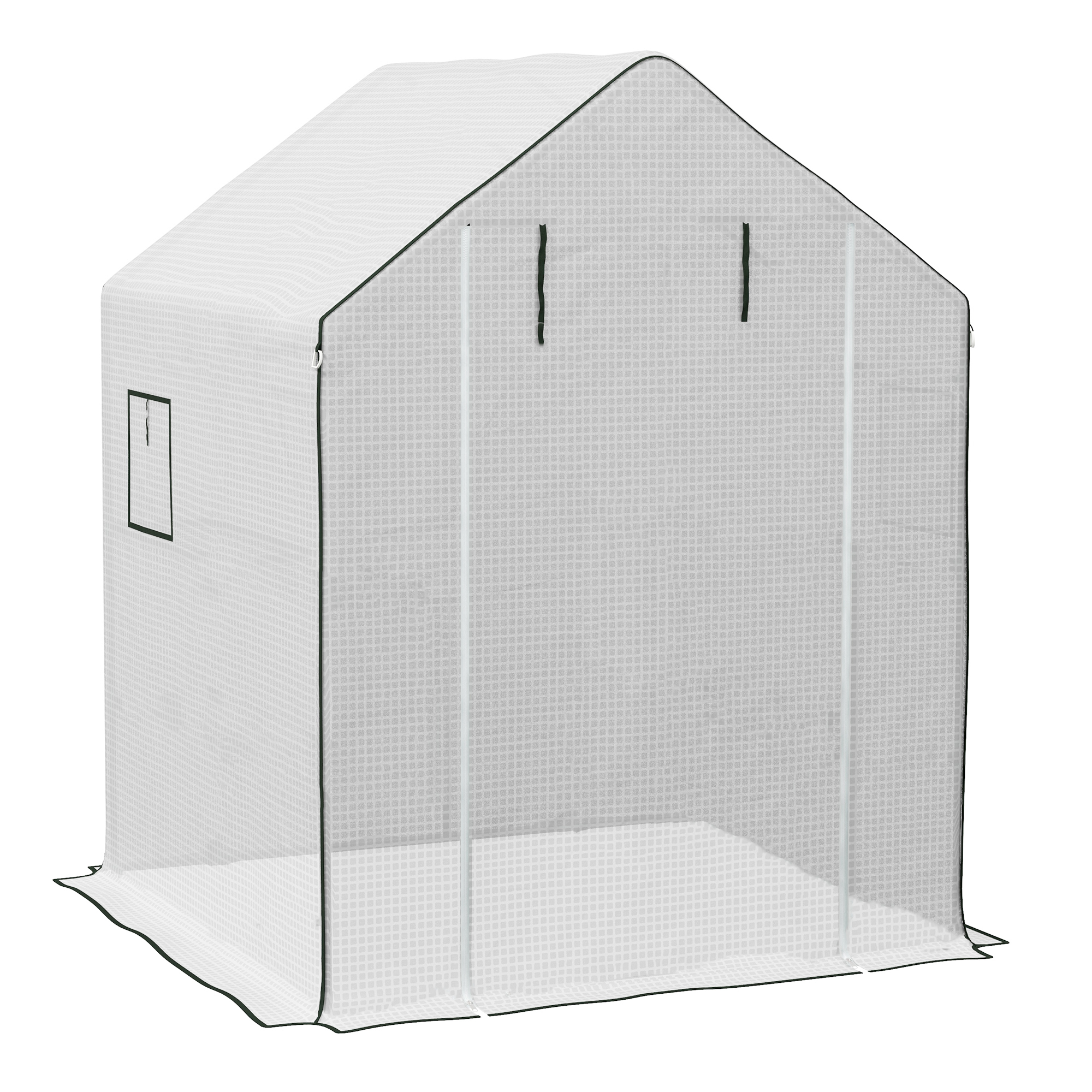 Outsunny Copertura PE per Serra da Giardino con Porta a Cerniera e Finestre, 140x143x190cm, Bianco Aosom Italy