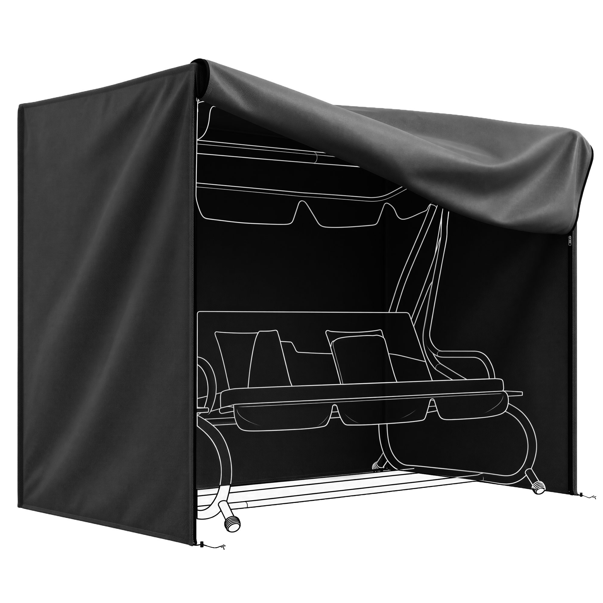 Outsunny Copertura per Dondolo da Giardino 3 Posti Impermeabile e Anti UV, Telo per Dondolo, 220x125x172 cm, Nero Aosom Italy