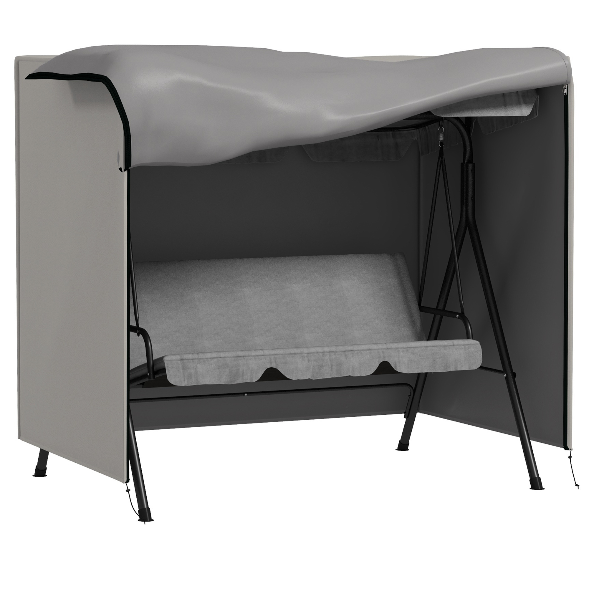 Outsunny Copertura per Dondolo da Giardino con Cerniera Copertura per Mobili da Esterno 177x114x152 cm Grigio Aosom Italy