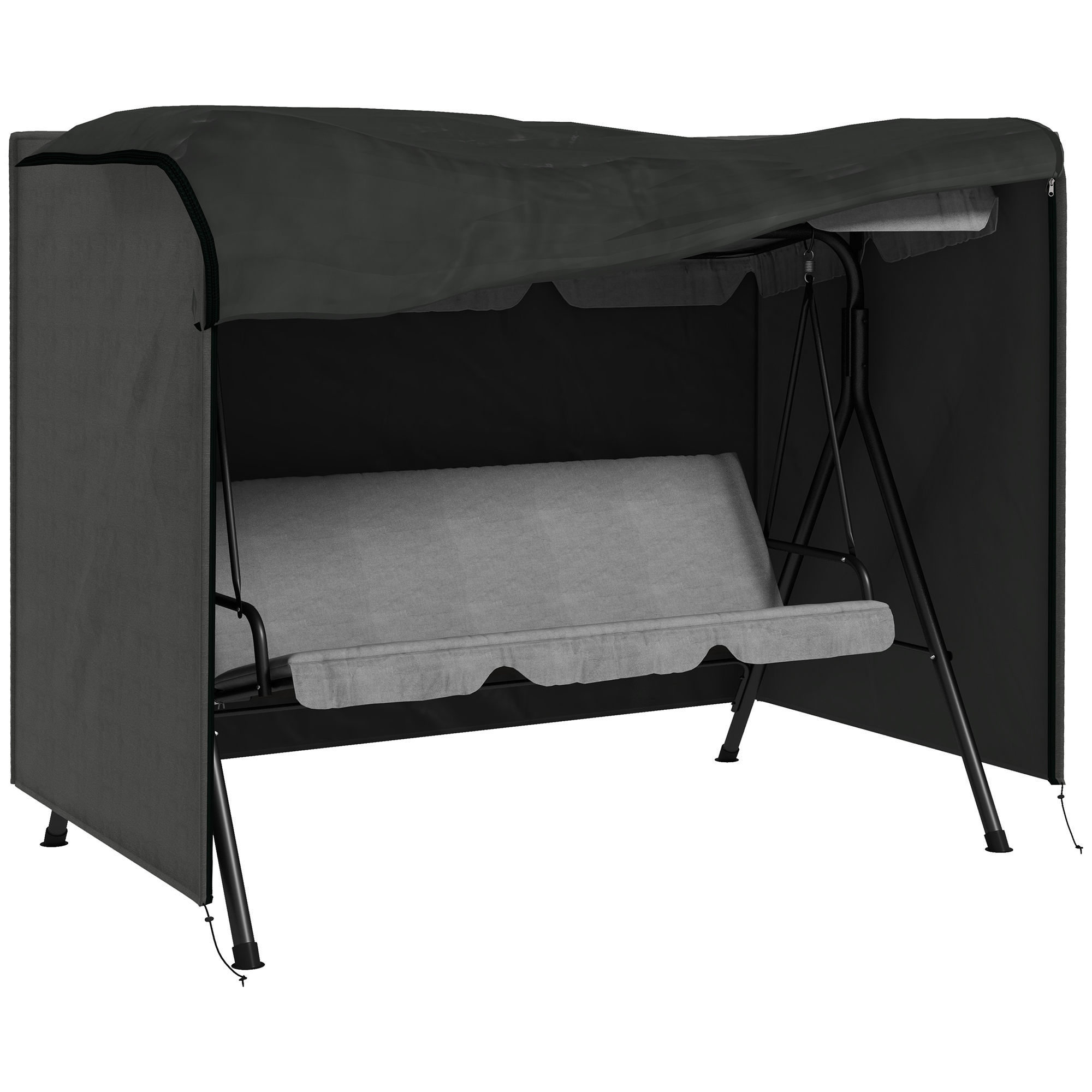 Outsunny Copertura per dondolo da giardino, copertura per dondolo Hollywood, telo protettivo, impermeabile, 205 x 124 x 164 cm, Grigio scuro Aosom Italy