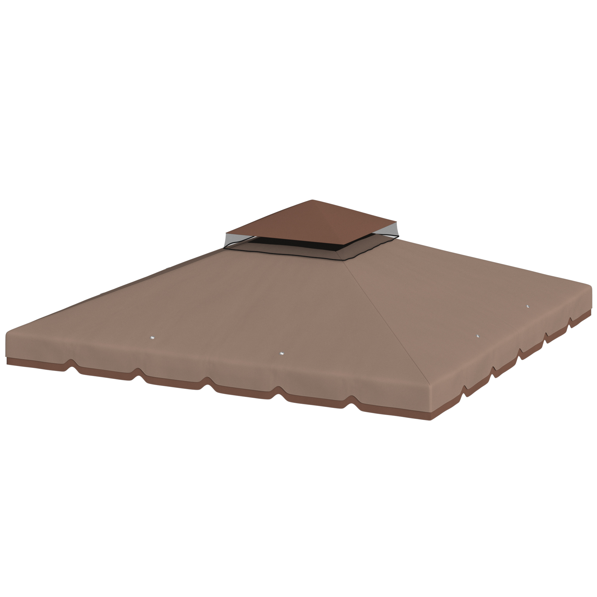 Outsunny Copertura per Gazebo 3x3 m a 2 Livelli con 8 Fori di Drenaggio, in Poliestere Cachi e Marrone Aosom Italy