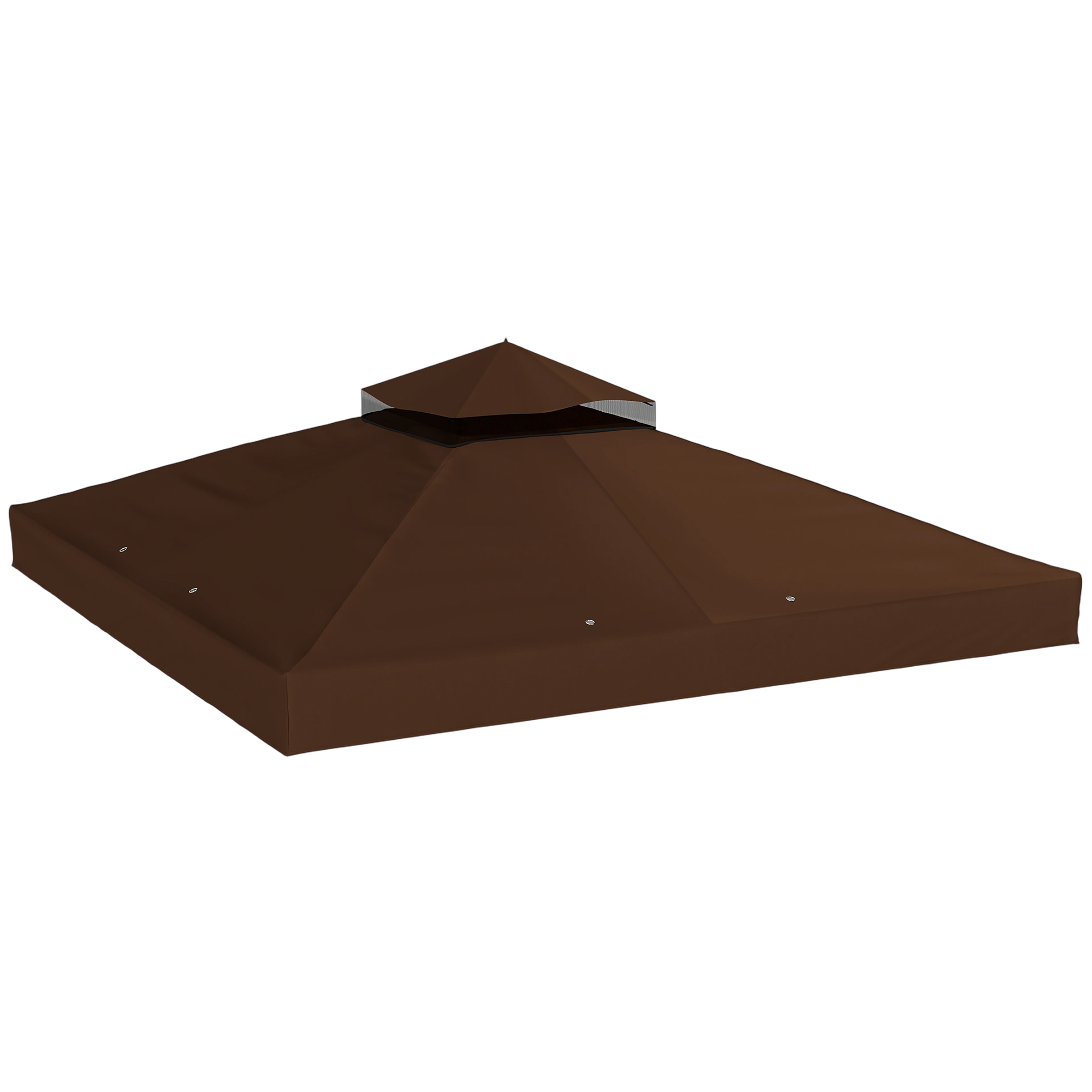 Outsunny Copertura per Gazebo da Giardino 3x3m UPF30+ a 2 Livelli in Poliestere color Caffè Aosom Italy