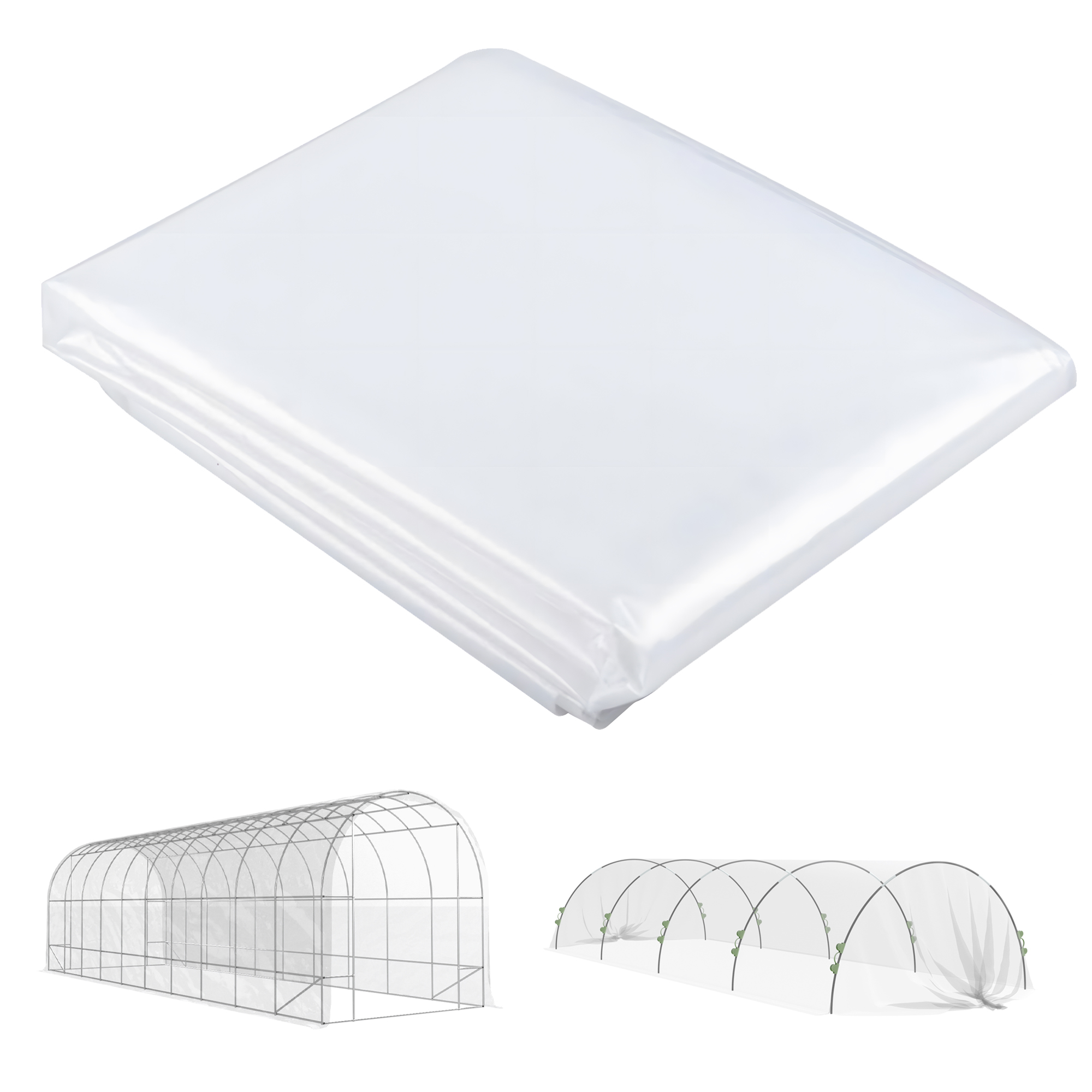 Outsunny Copertura per serra in plastica, Foglio per Coprire Piante, Resistente ai Raggi UV, Impermeabile, 8 x 10 m