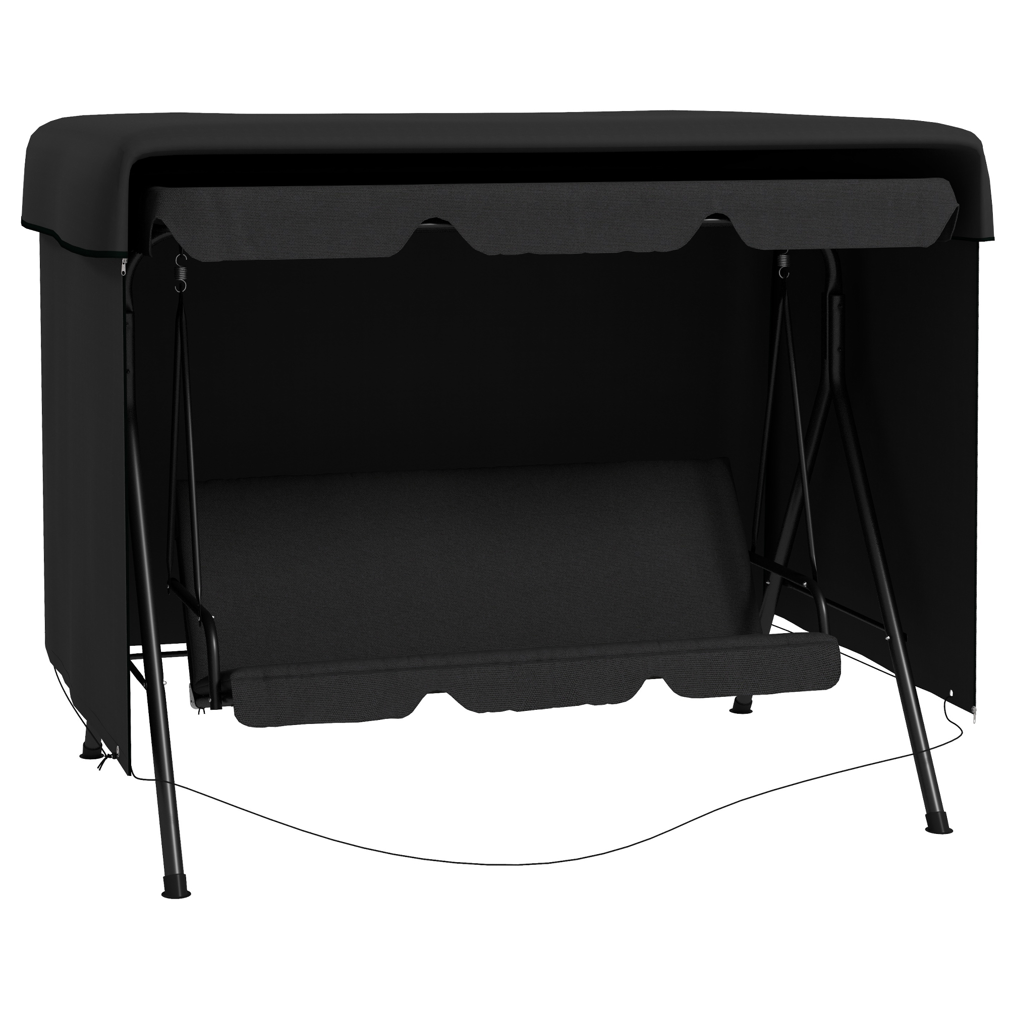 Outsunny Copertura Protettiva per Altalena da Giardino bache impermeabile dim. 2,15L x 1,55l x 1,5H m PE Nero