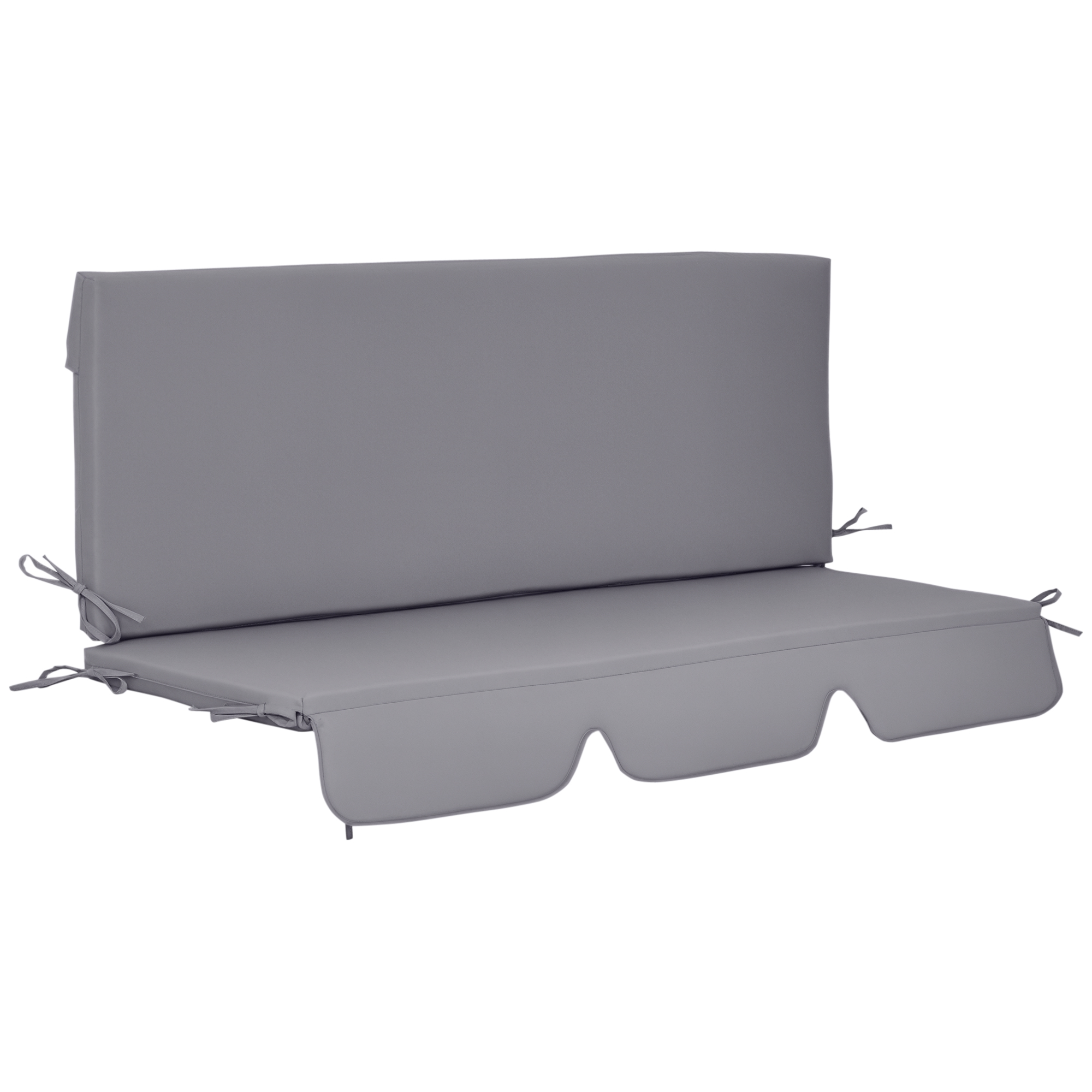 Outsunny Cuscini da Esterno per Dondolo da Giardino 3 Posti con Lacci, 2 Pezzi da 130x45x5 cm, Grigio Aosom