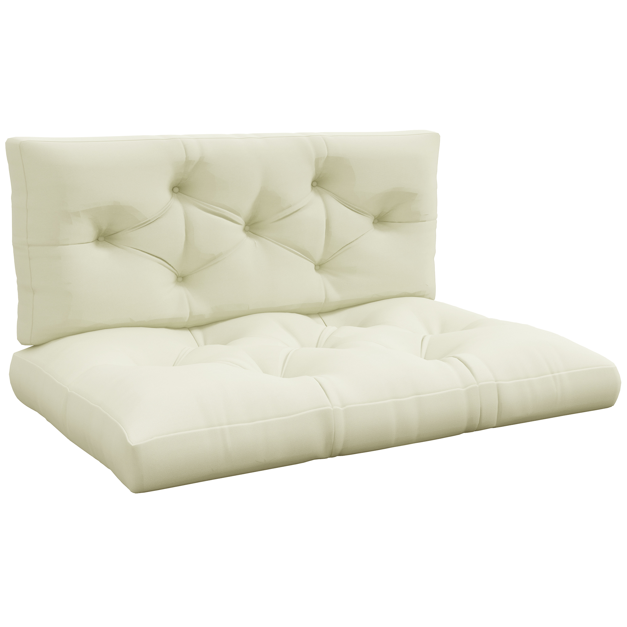 Outsunny Cuscini da Giardino Set 2 Pezzi per Schienale e Seduta con Imbottitura Spessa, Cuscini da Esterno in Poliestere per Divani e Pallet, Crema Aosom Italy
