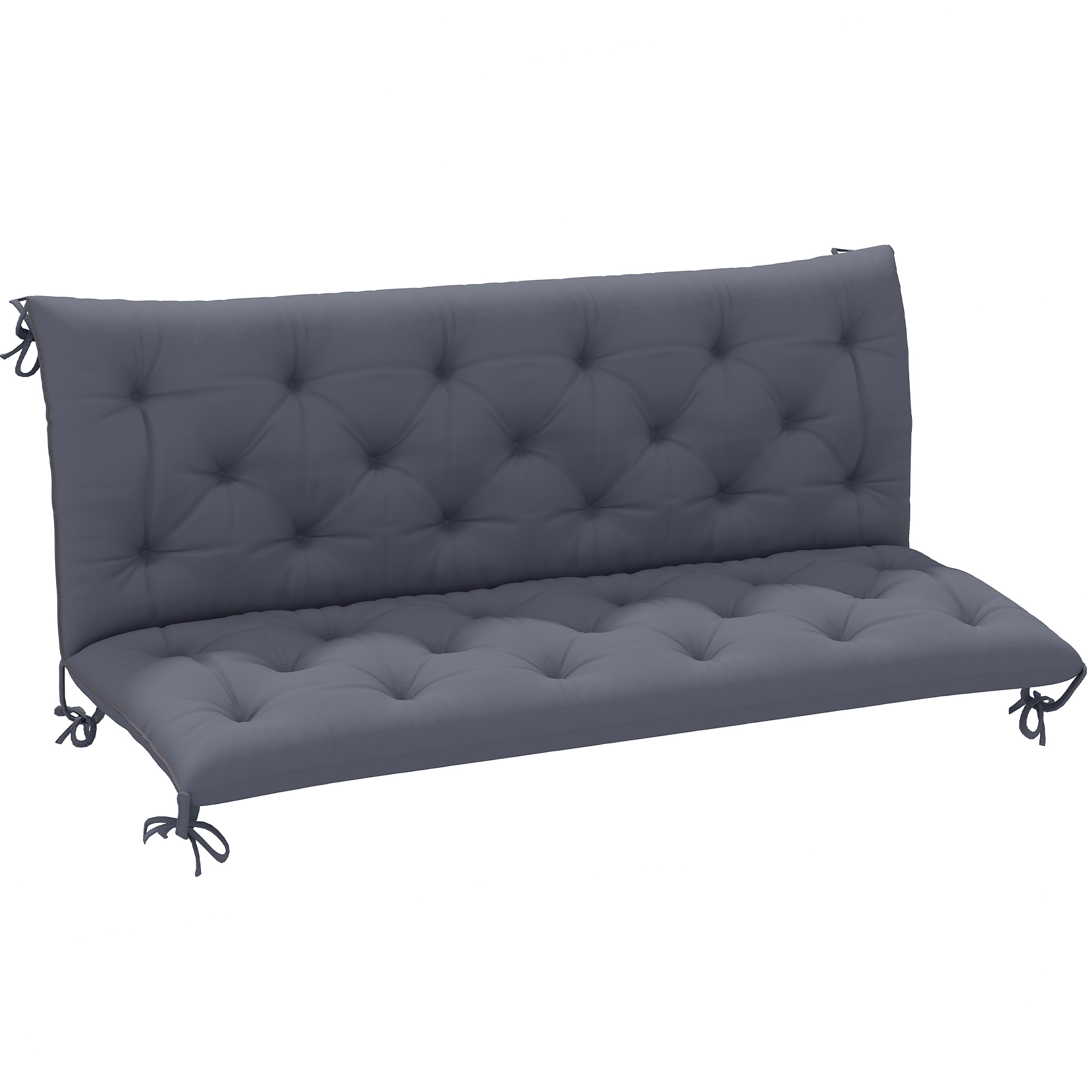 Outsunny Cuscino da Giardino in Stile Capitonné con 6 Lacci, in Cotone e Poliestere, 150x98x8 cm, Grigio Scuro Aosom Italy Outsunny Cuscino da Giardino in Stile Capitonné con 6 Lacci, in Cotone e Poliestere, 150x98x8 cm, Grigio Scuro Aosom Italy