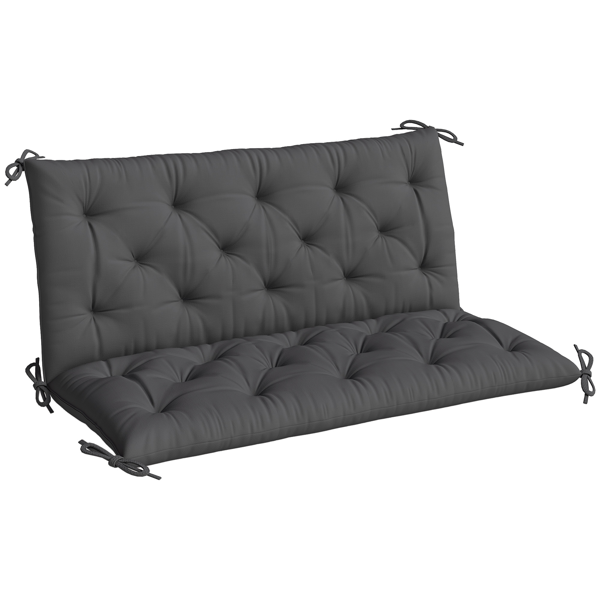 Outsunny Cuscino per Panca da Giardino o per Dondolo da Giardino 120x110x12 cm 2 Posti con 6 Lacci di Fissaggio Nero Aosom Italy