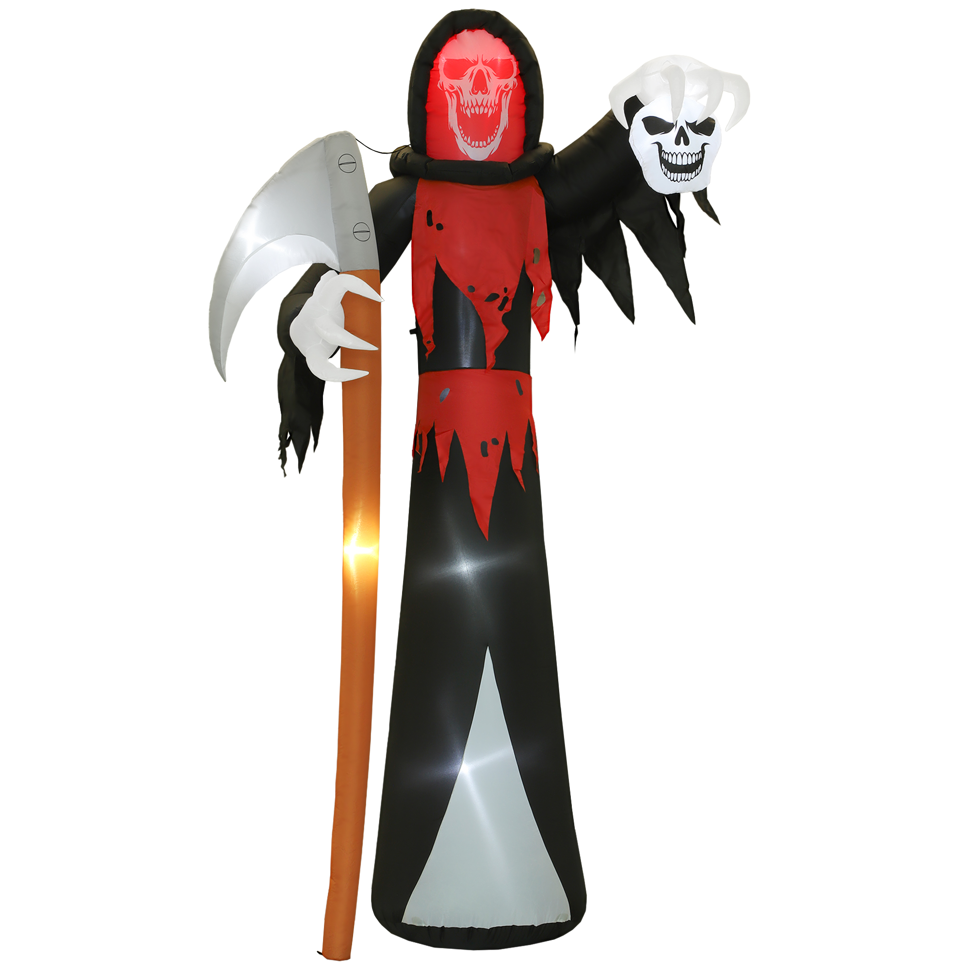 Outsunny Decorazione di Halloween Mietitore gonfiabile 3,7 m con illuminazione LED per esterni Aosom Italy