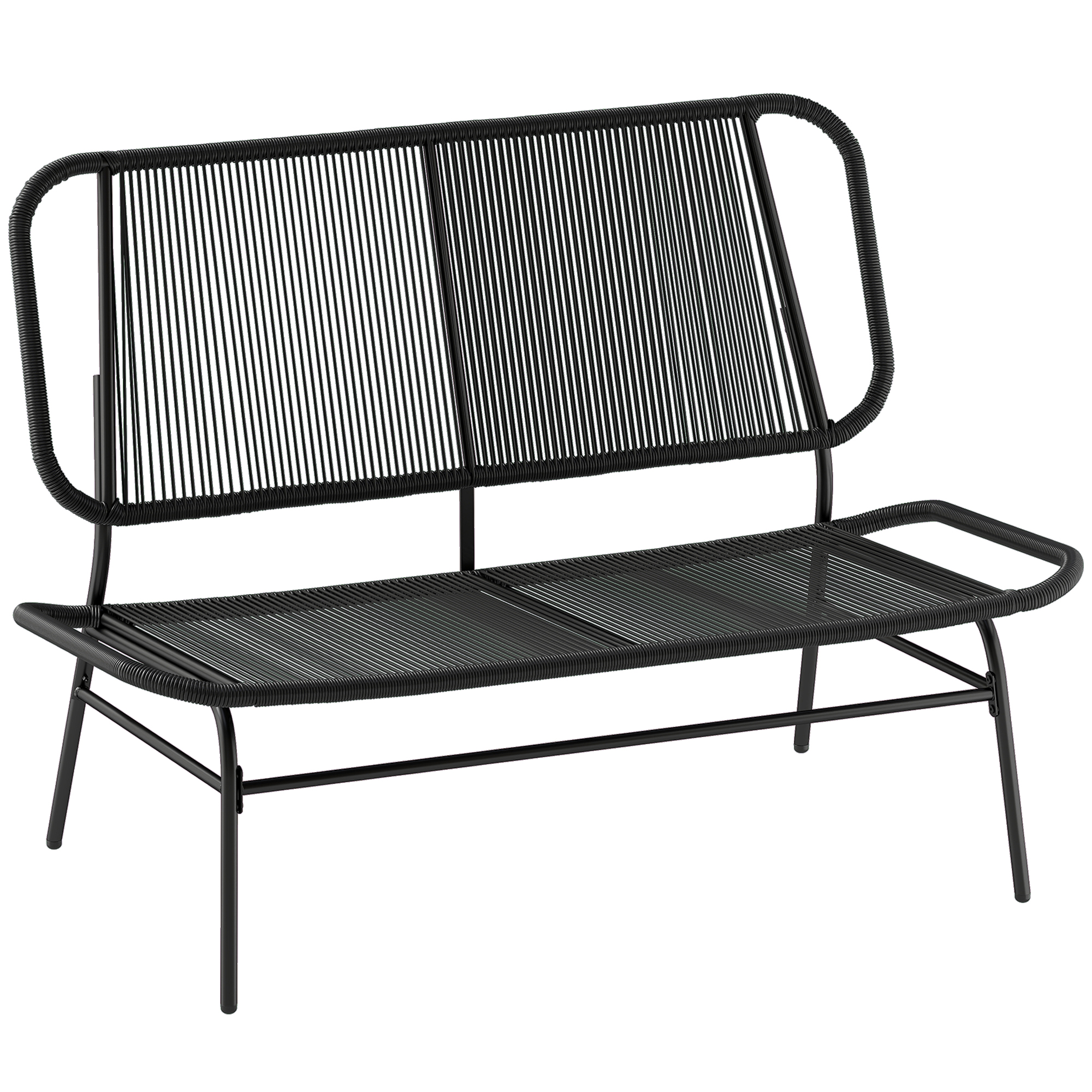 Outsunny Divano Rattan 2 Posti, Loveseat con Seduta e Schienale Intrecciati, Nero. Aosom Italy