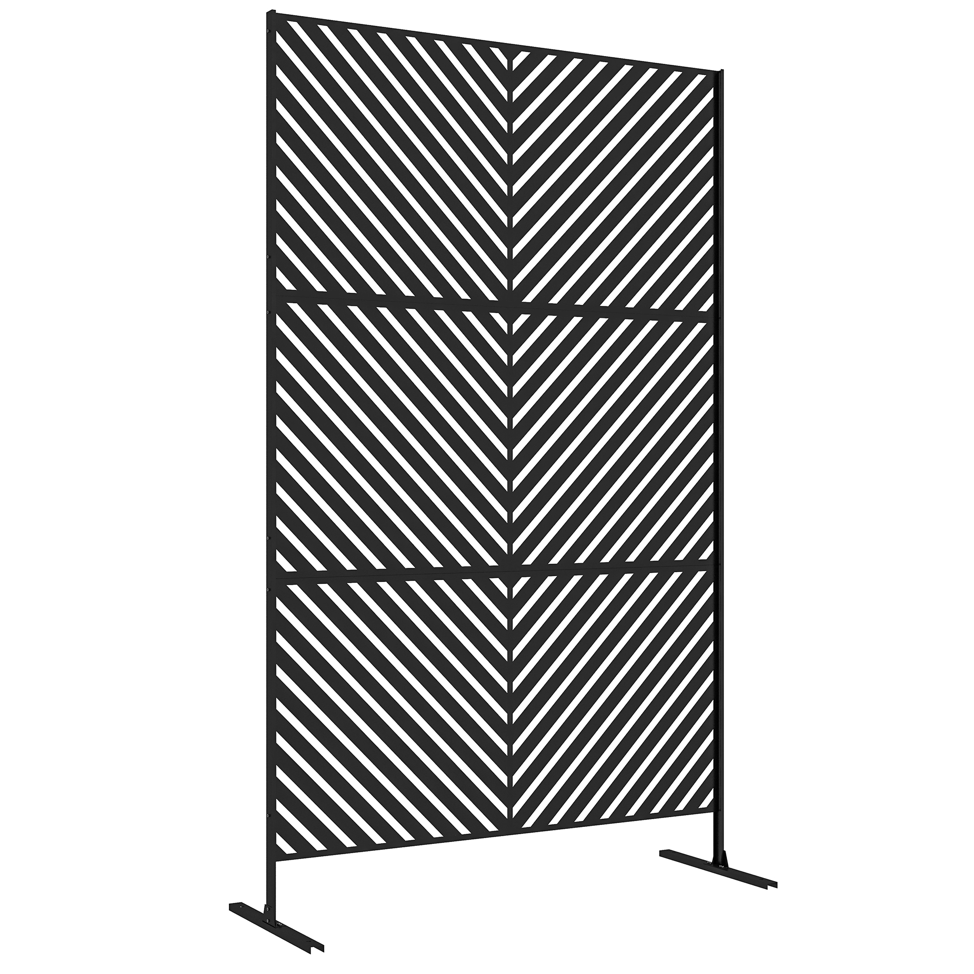 Outsunny Divisore da Giardino Sichtschutz Garten, forme geometriche, metallo, 122 x 45 x 198 cm, nero