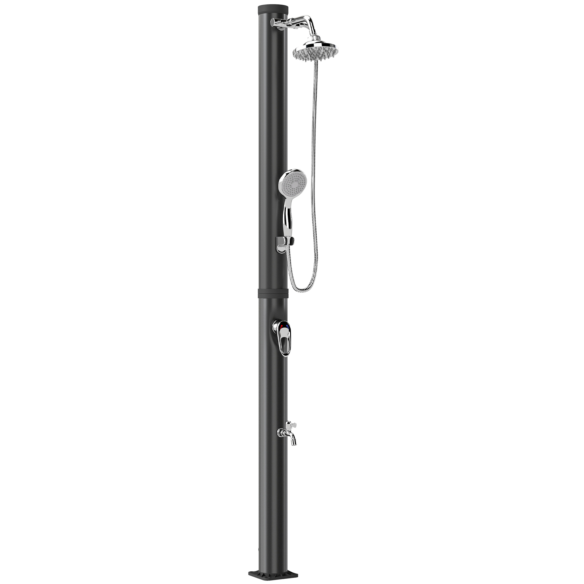 Outsunny Doccia Solare Giardino 20L con Soffione, Doccetta e Rubinetto per Piedi, Temperatura fino a 60 °C, per Piscina, Nero Aosom Italy Outsunny Doccia Solare Giardino 20L con Soffione, Doccetta e Rubinetto per Piedi, Temperatura fino a 60 °C, per Piscina, Nero Aosom Italy