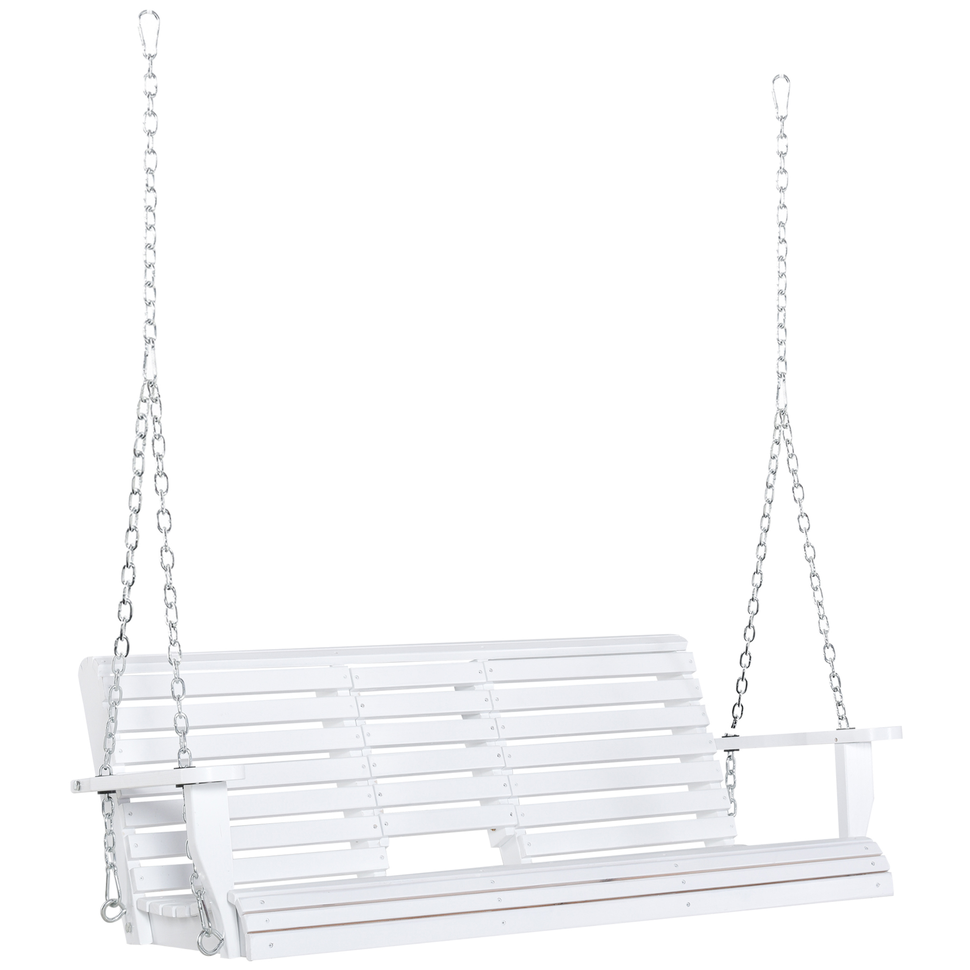 Outsunny Dondolo 3 Posti da Esterno con Tavolino Centrale e Portabicchieri, in Legno e Metallo, 150x75x53 cm, Bianco Aosom Italy Outsunny Dondolo 3 Posti da Esterno con Tavolino Centrale e Portabicchieri, in Legno e Metallo, 150x75x53 cm, Bianco Aosom Italy