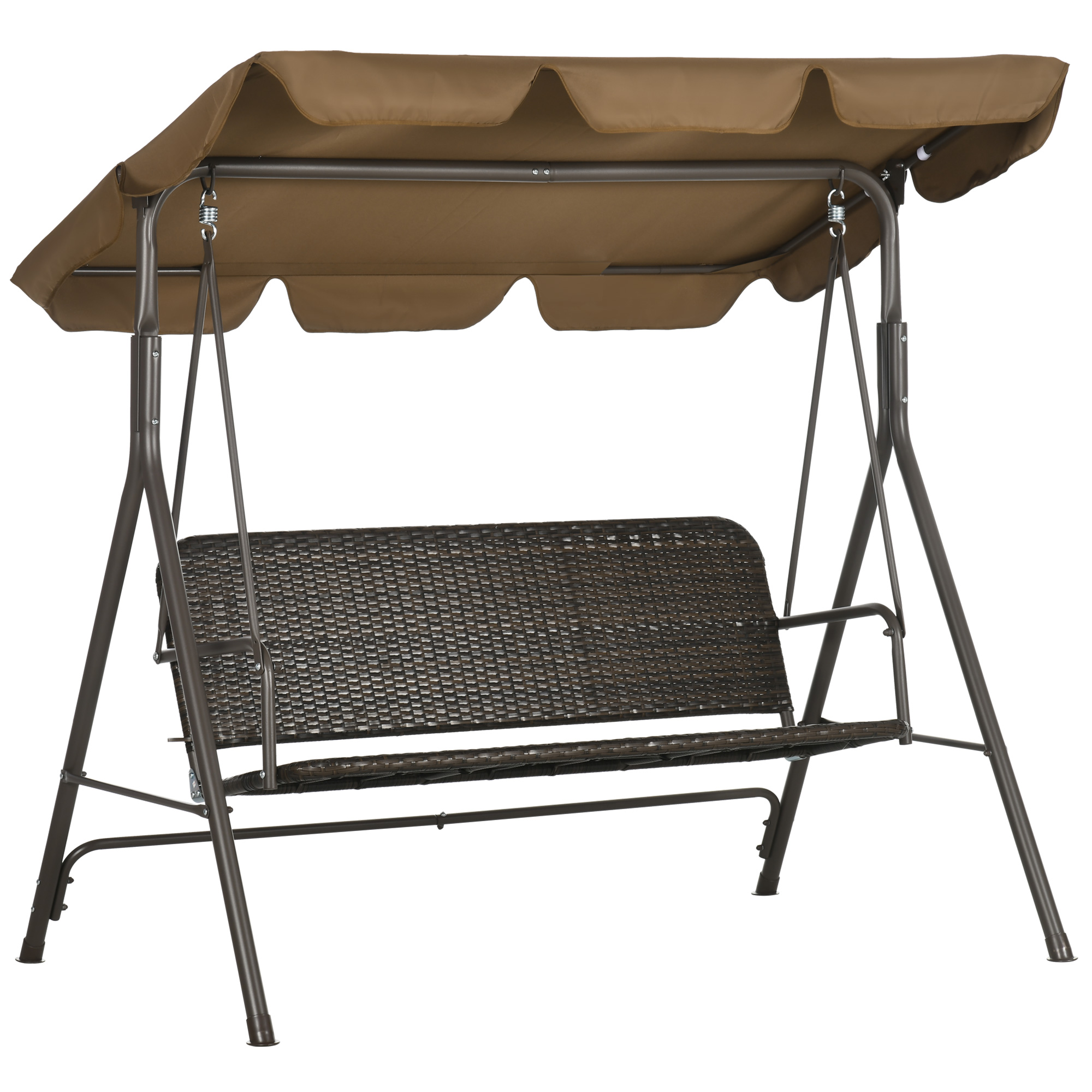 Outsunny Dondolo da Giardino 3 Posti con Tettuccio Regolabile Dondolo da Esterno in Rattan PE e Acciaio, 167x112x153cm Aosom